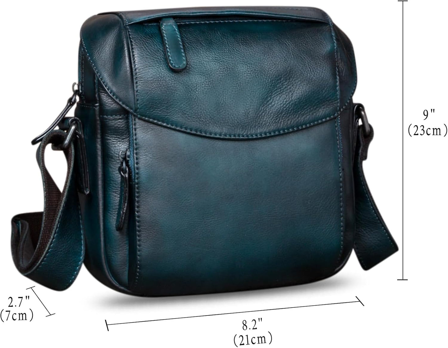 IVTG Genuine Leather Messenger Bag for Men Crossbody Shoulder Bag Satchel Casual Sling Daypack Work Business Daily Purse