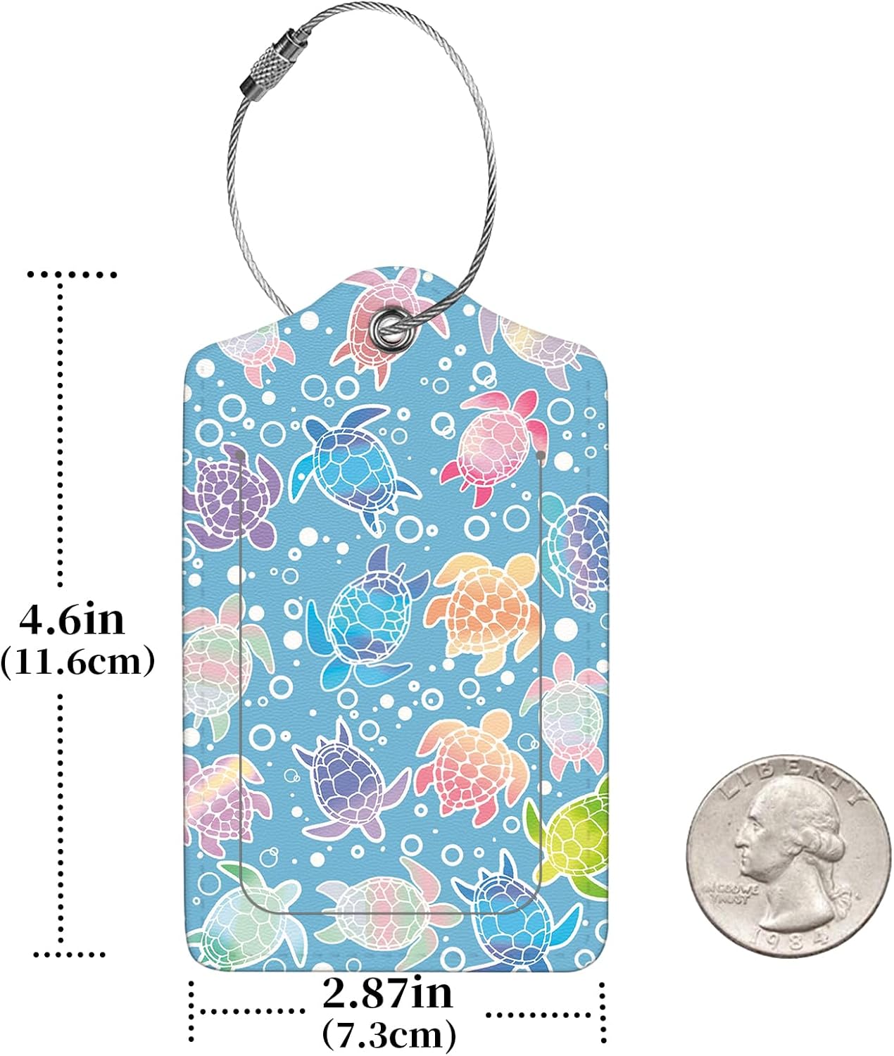 2 Pcs Luggage Tags for Suitcase, Cute Unique PU Leather Travel Bag Tag with Privacy Cover ID Label