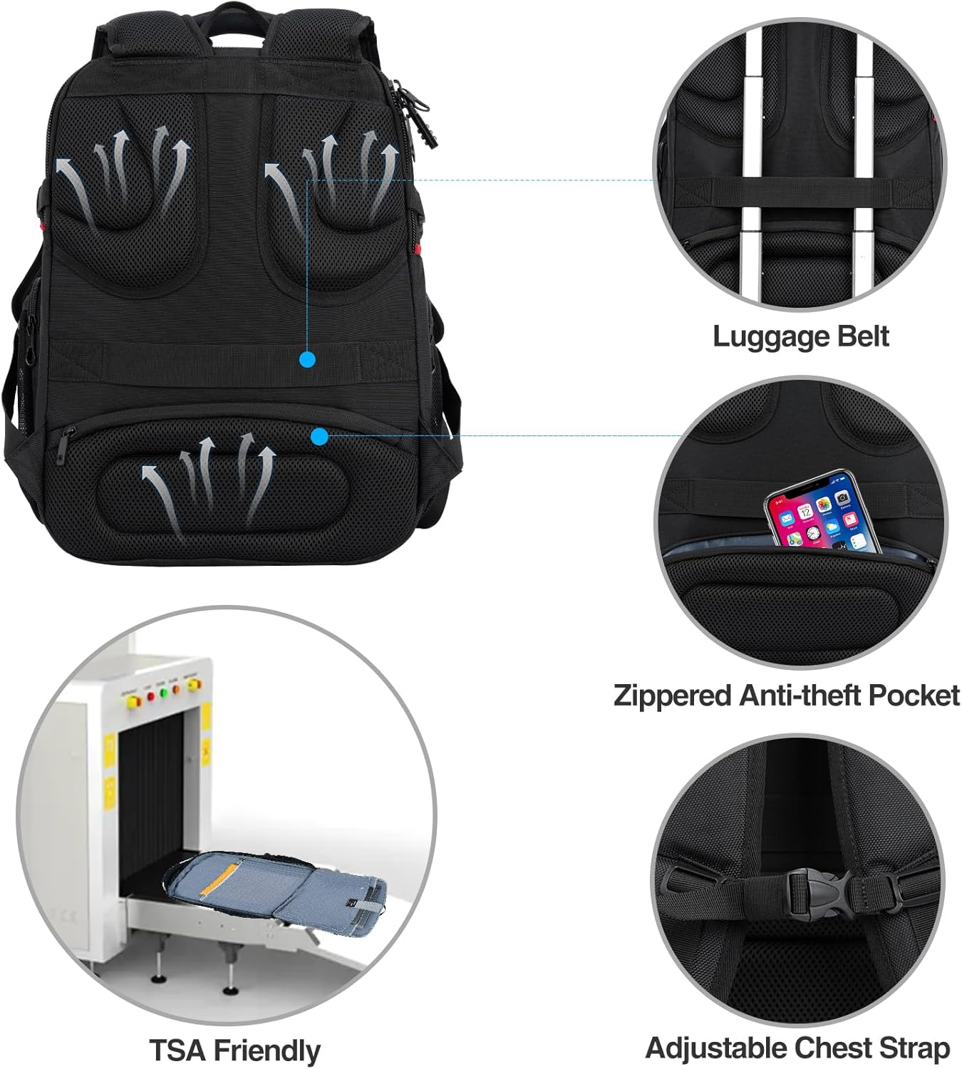 KROSER Travel Laptop Backpack 17.3 Inch XL Computer Backpack with Hard Shell Saferoom RFID Pockets