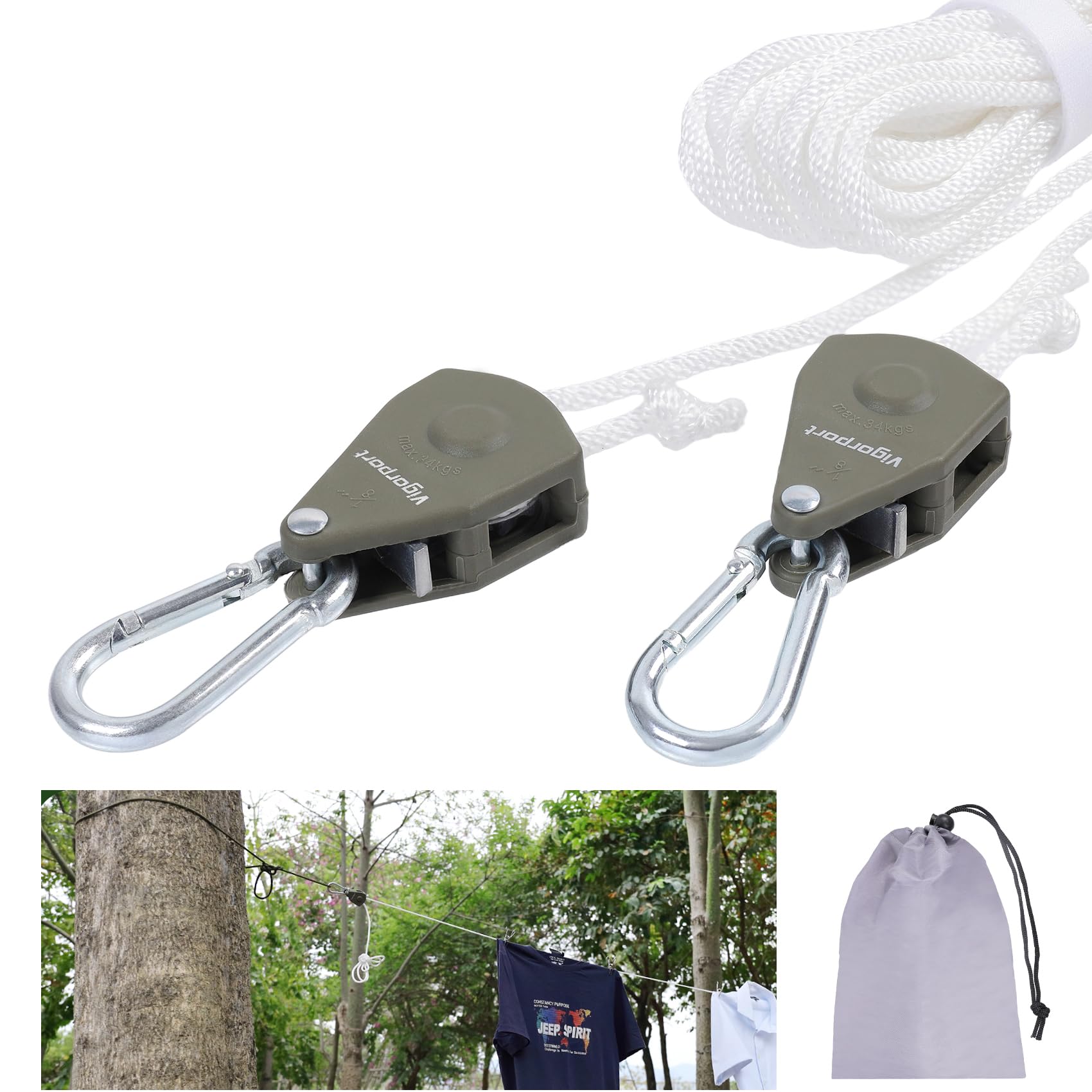 Vigorport Retractable Travel Clothesline, Portable Clothes Laundry Line