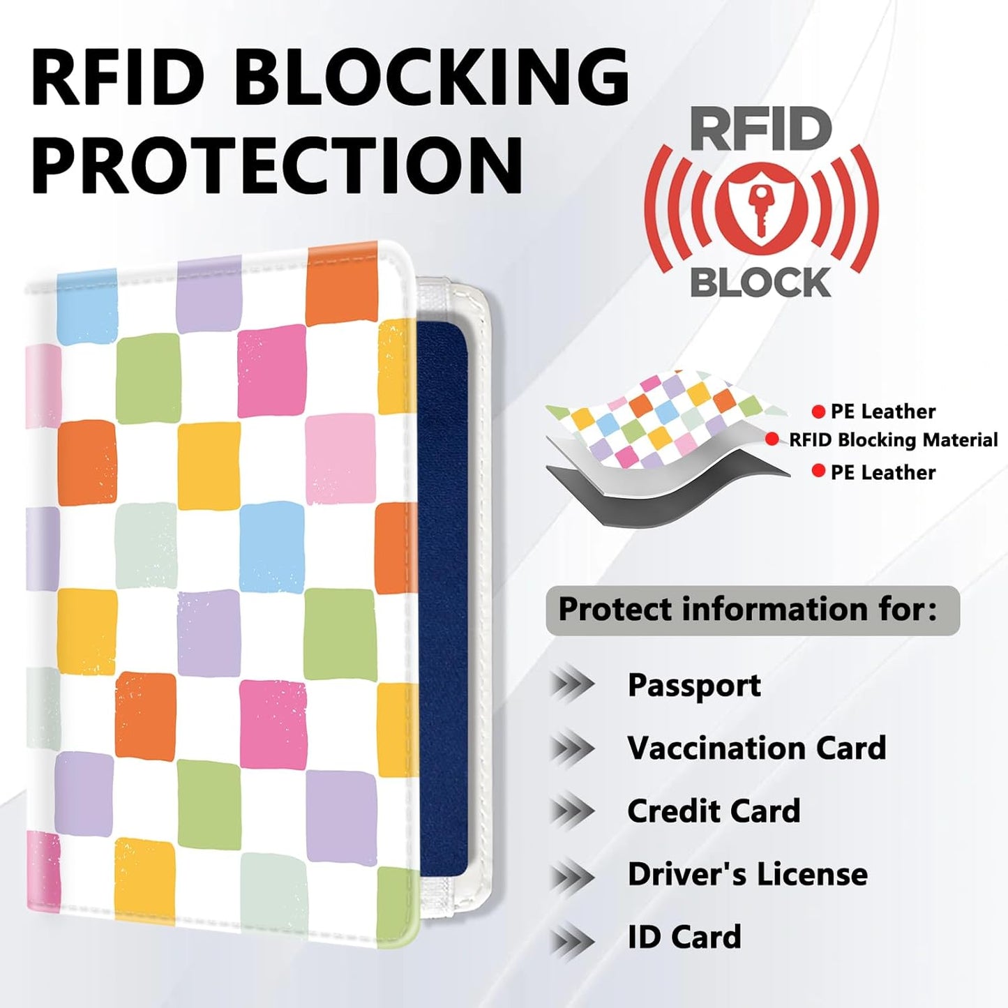 Passport Holder for Travel, Cute Passport Cover for Women Men, Waterproof PU Leather Rfid Blocking Passport Wallet with Credit Card Case for Travel Family, Boys Girls Travel Essentials