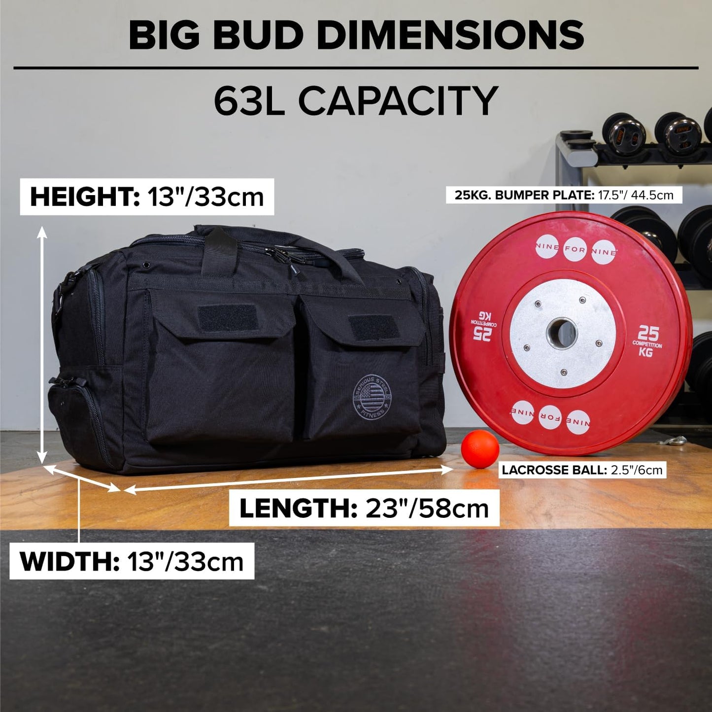 Serious Steel Fitness Heavy Duty 1000D Nylon Duffel Gym Bag (Black - Big Bud)