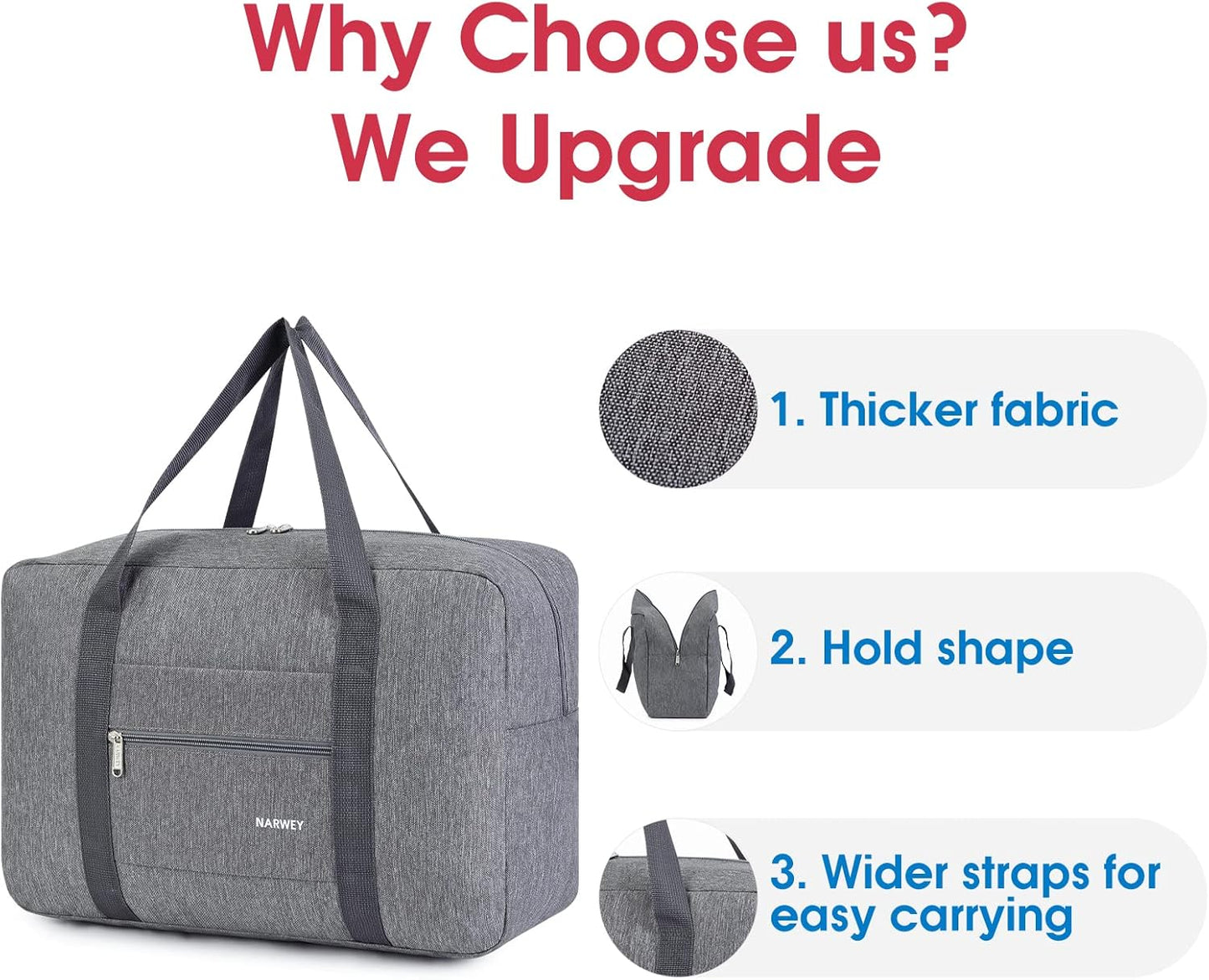 For Spirit Airlines Personal Item Bag 18x14x8 Foldable Travel Duffel Bag Tote Carry on Luggage Duffle Overnight for Women and Men