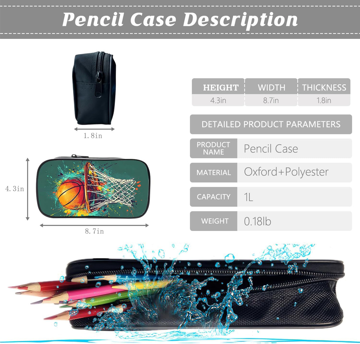 Klymax Basketball Backpack Sports Kids Schoolbag with Lunch Box Bag Pencil Bag 3pcs Bookbag Sets for Boys Girls