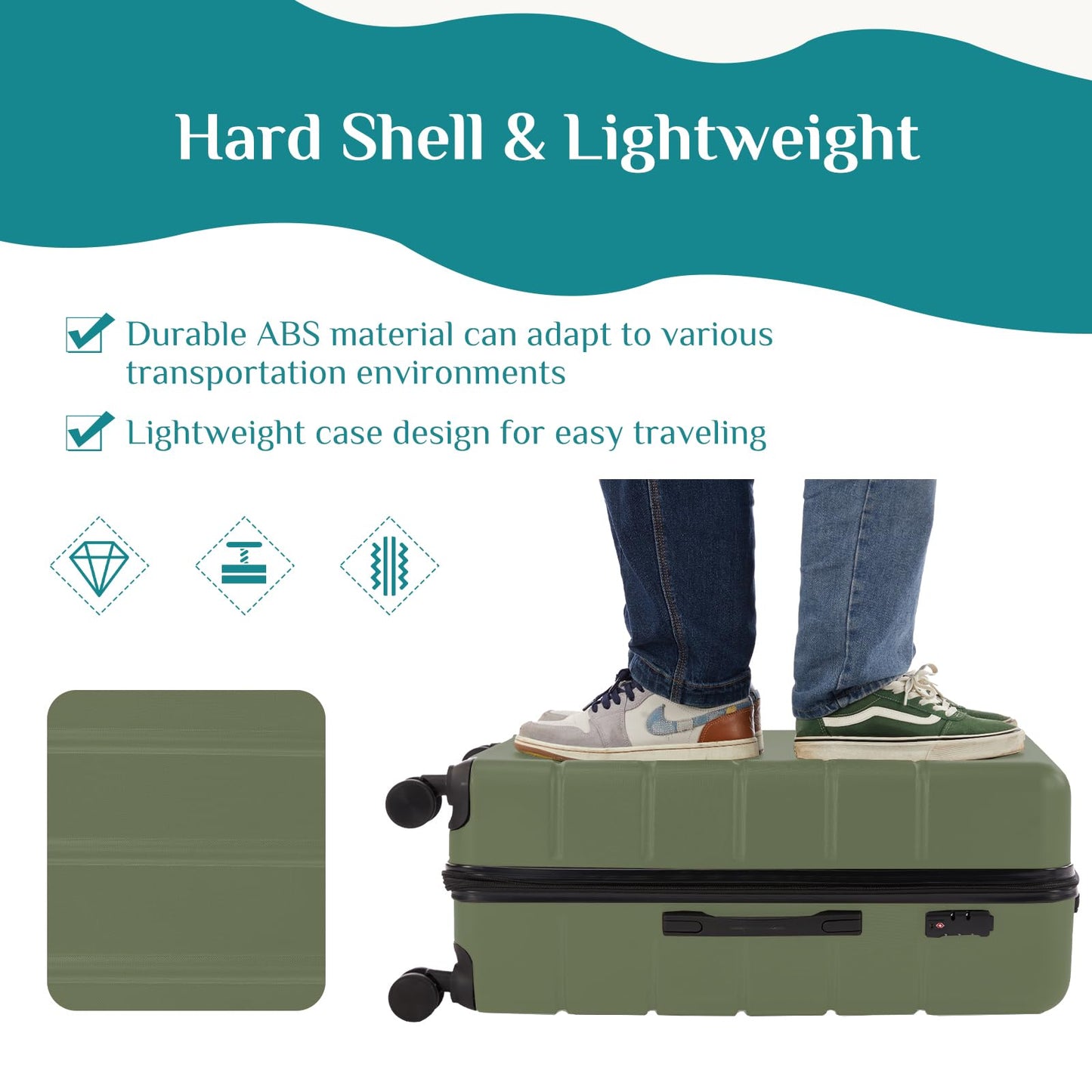 OLIXIS 20 Inch Carry-On Luggage, Hardside Suitcase with Spinner Wheels, Lightweight ABS Hard Shell