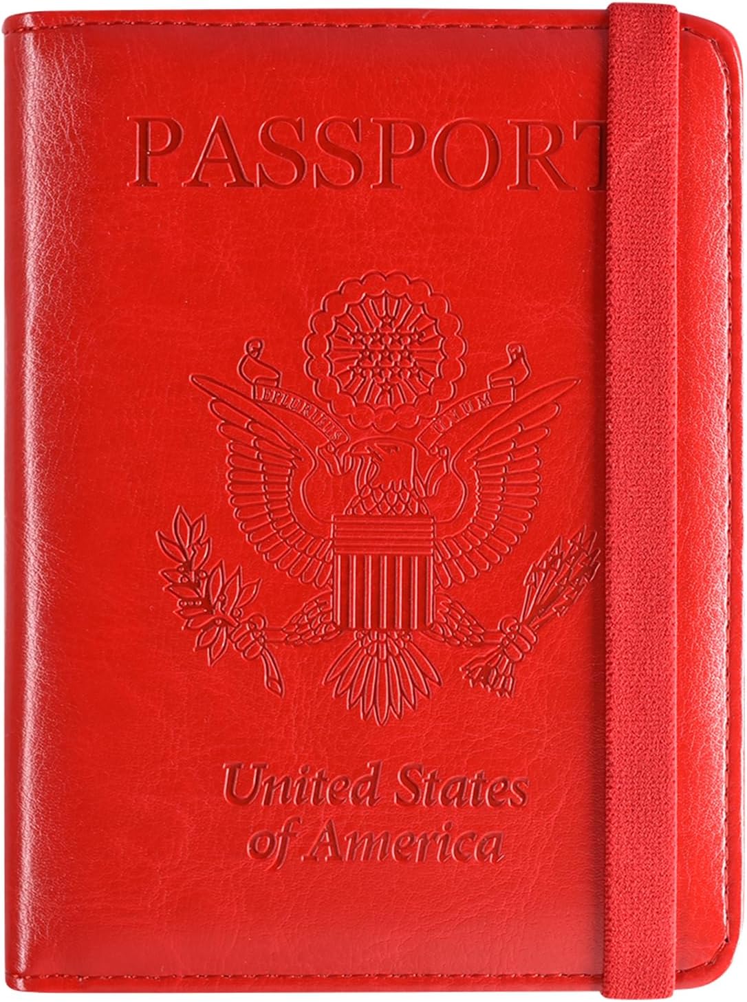 ACdream RFID BLOCKING Passport Holder Travel Wallet - Premium PU Leather Cover Passport book with Card Holder, Pen Slot, Keep Organization, and Travel Essentials for Women and Men, Red