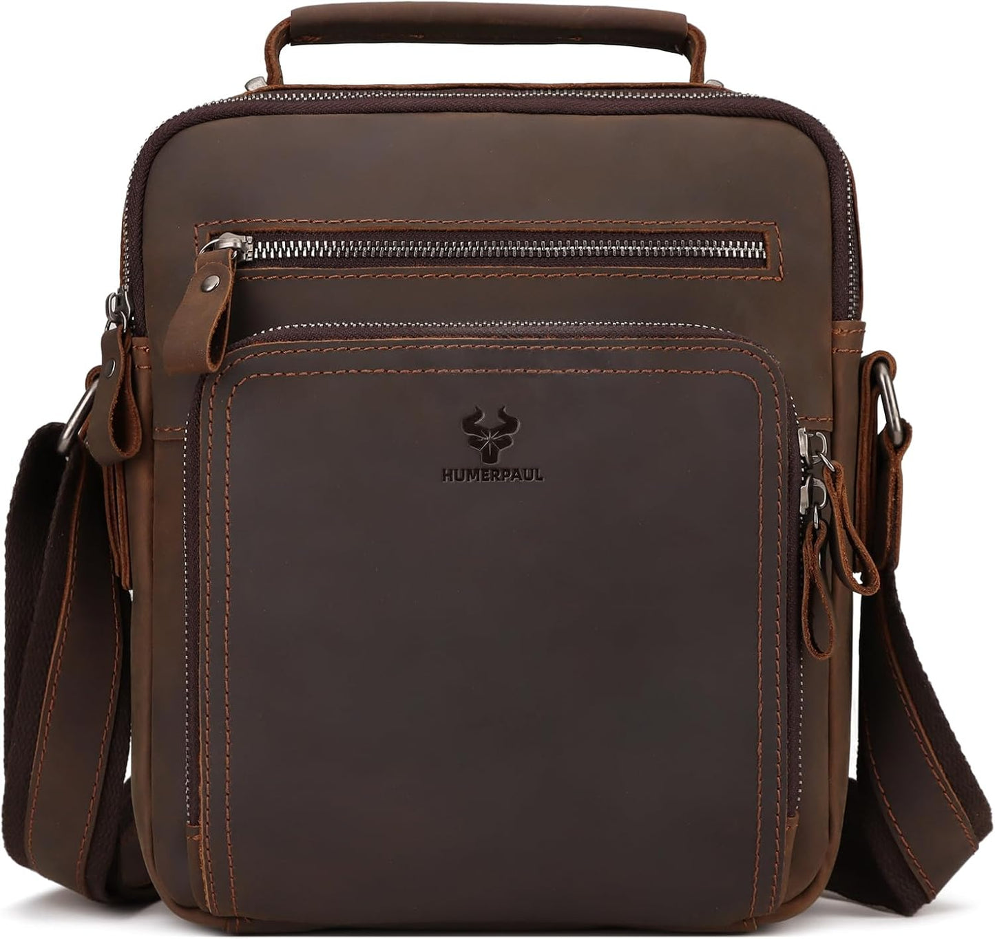 Crossbody Bag Shoulder Bag for Men, Genuine Leather Man Bag Vintage Messenger Bag for Travel Work Business