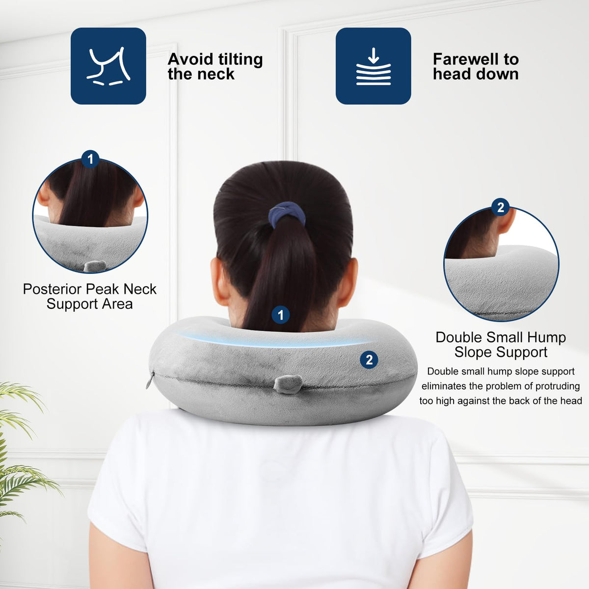 GDEOUP Travel Pillow 100% Pure Comfortable U Shape Memory Foam Pillows Neck and Head Support