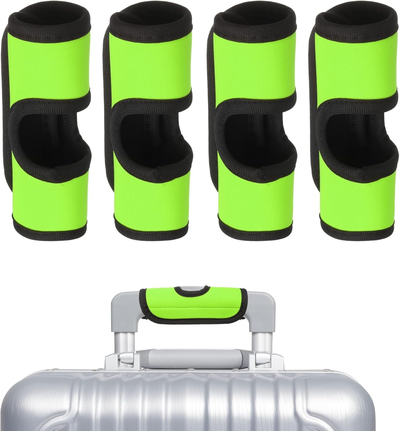 uxcell Luggage Handle Wrap, 4 Pcs Hollow Neoprene Handbag Grip Cover Protector Luggage Identifiers Suitcase Handle Wraps for Luggage Suitcase Travel Bags, Grass Green