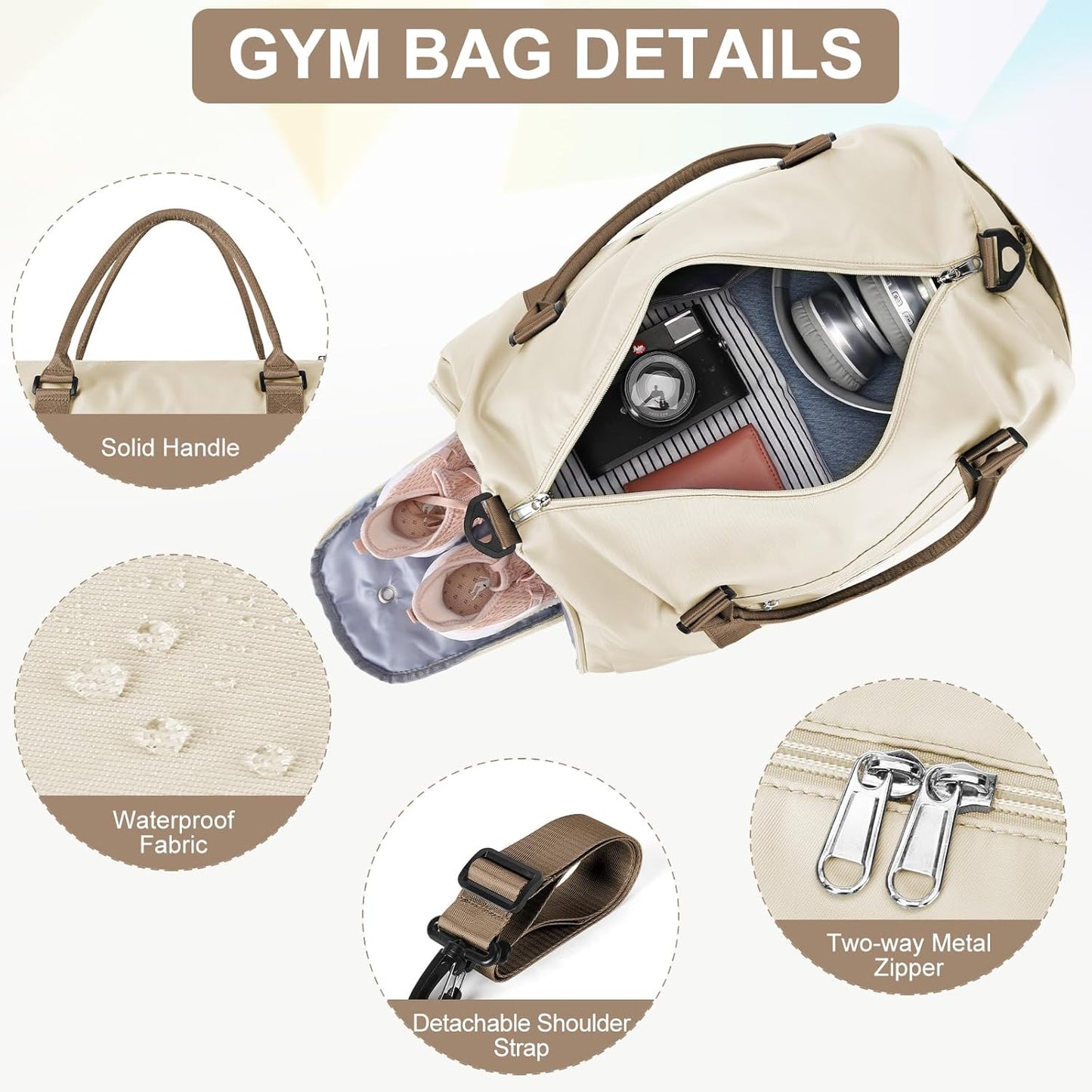 Gym Bag for Women Men with Shoes Compartment,Sports Duffle Bag Personal item travel Duffel Bags