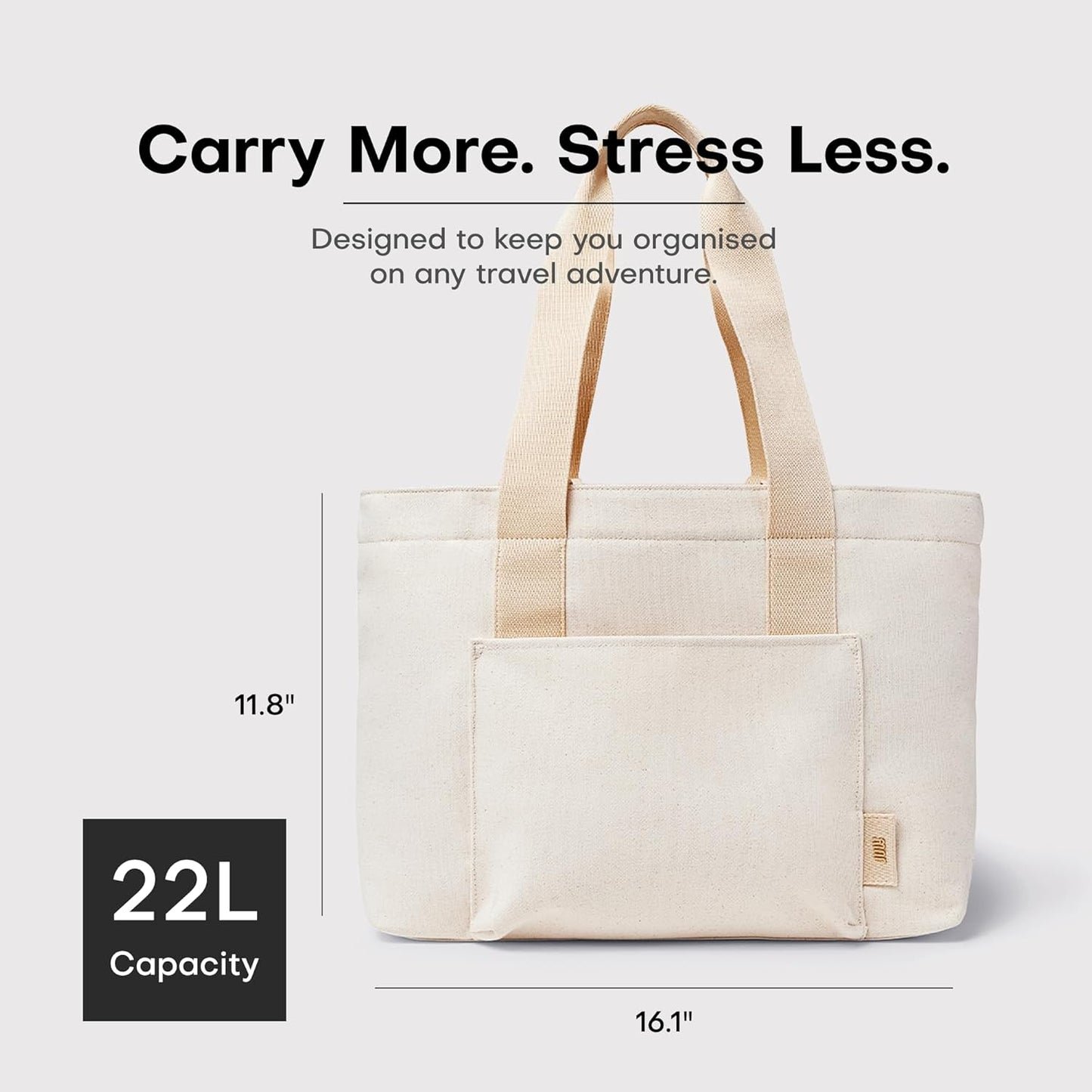 Everyday Large Tote Bag for Women with Laptop Sleeve, Pass-Through Band, Luggage Sleeve, Drink Bottle Holder, Simple Modern Tote Bag for Travel, Work, Commute & Daily Use - 22L - Natural