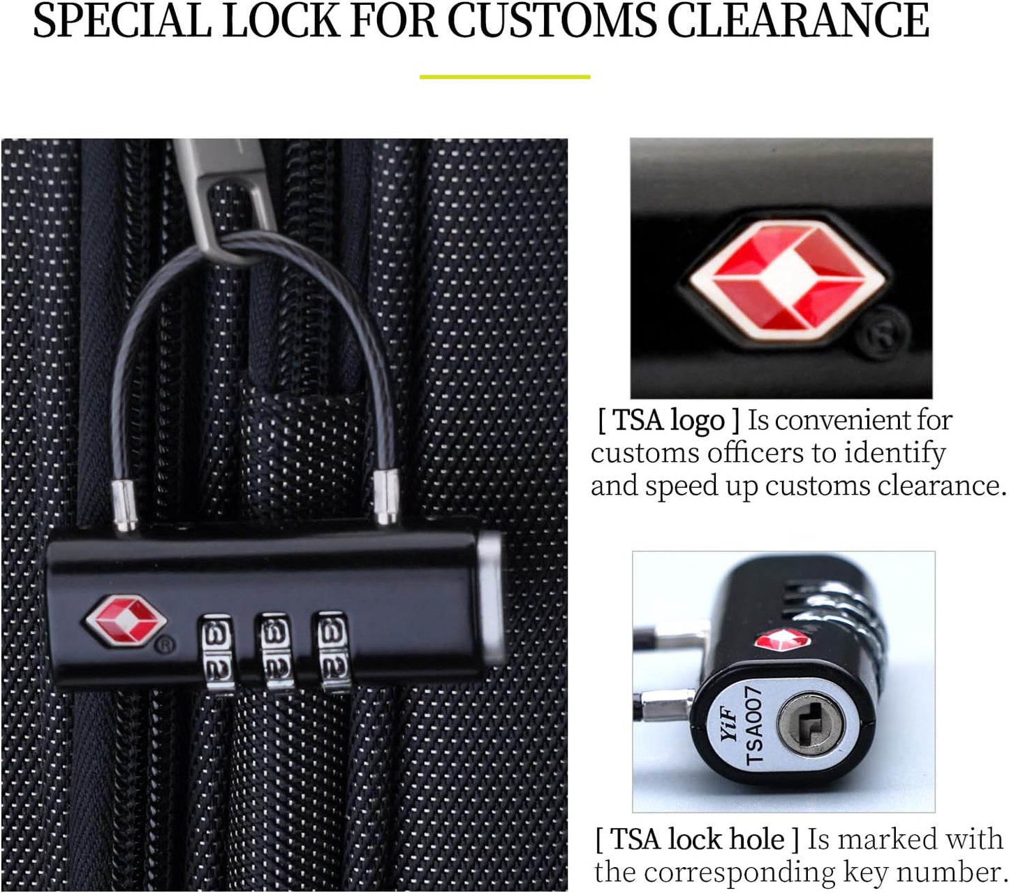 munkees TSA Approved Luggage Lock, 3-Digit Combination, Metal Construction (Black)