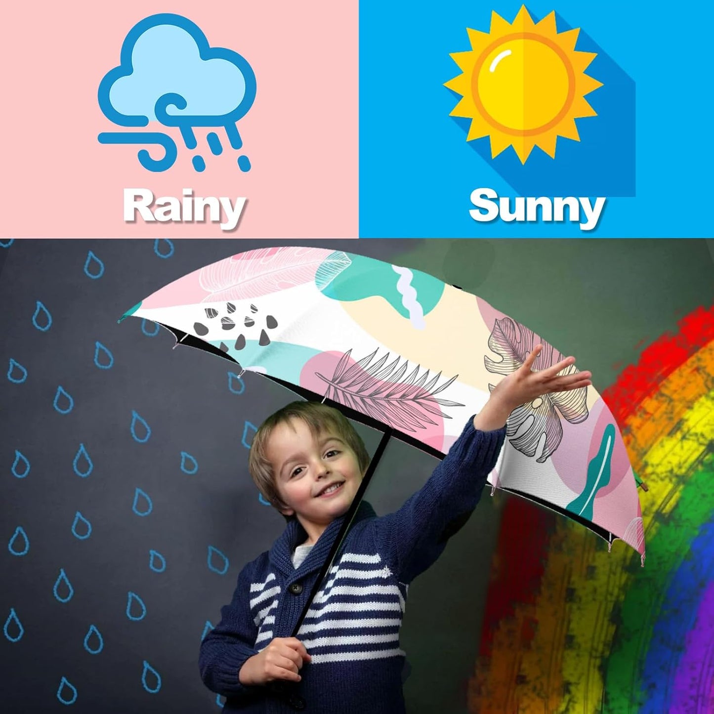 Small Travel Folding Umbrella for Girl, Portable, UV, SunShade, Compact, Automatic, Rain & Wind