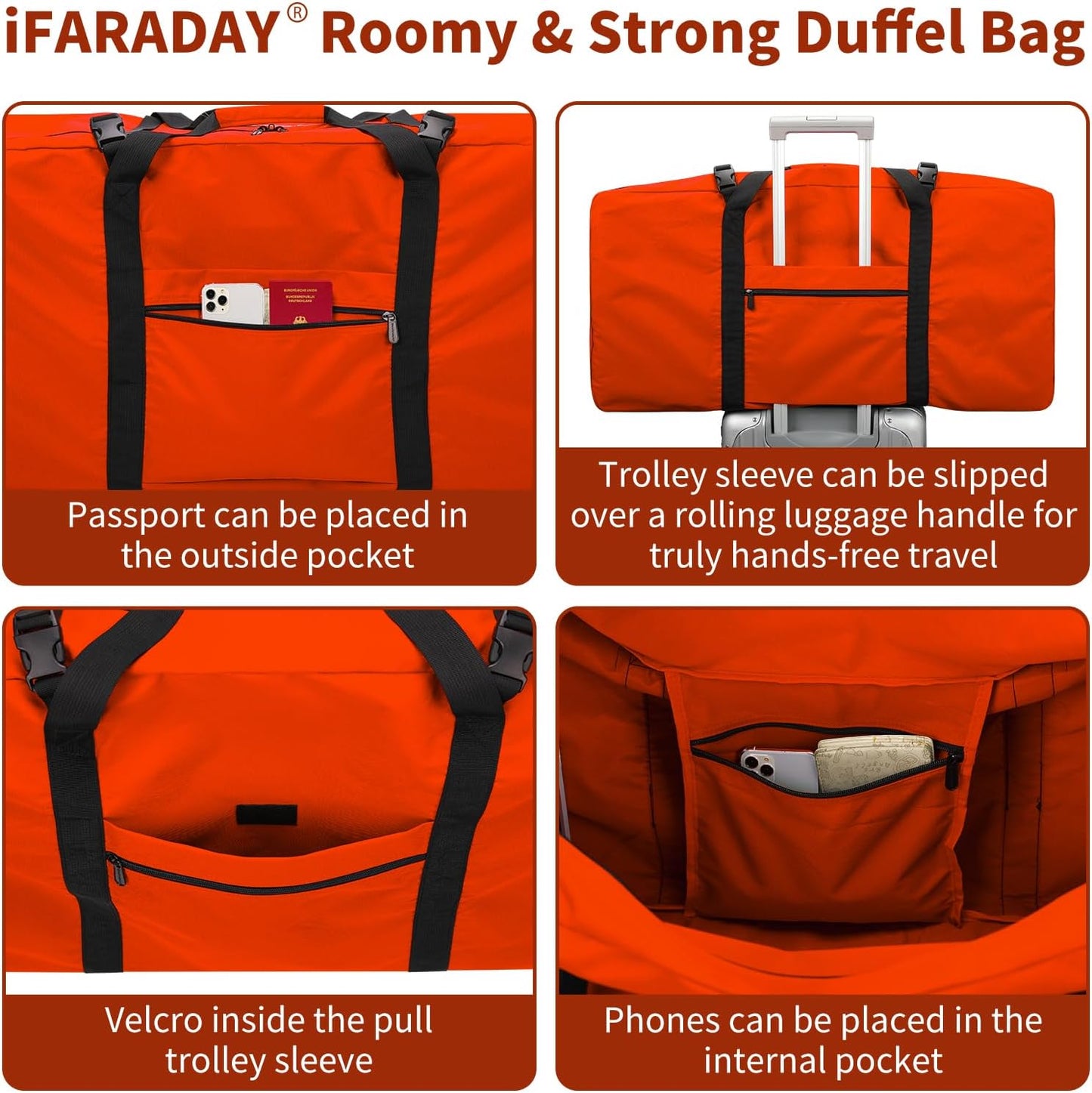 110L Extra Large Duffel Bag 32.5 inch Travel Duffle Bag lightweight Luggage Storage Bag for Outdoor, Camping, Sport-Orange