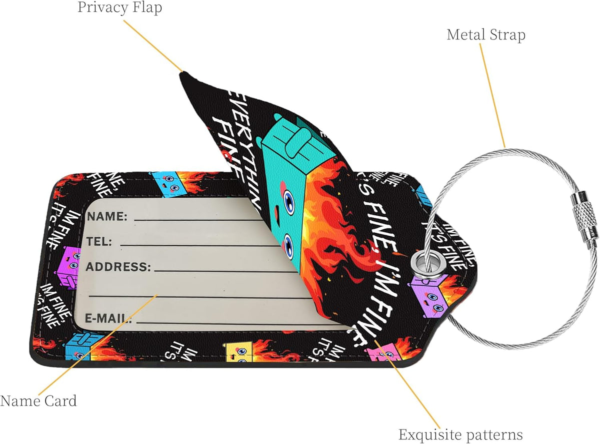 2 Pcs Luggage Tags for Suitcases, PU Leather Cruise Ship Luggage Tags with Privacy Cover Label