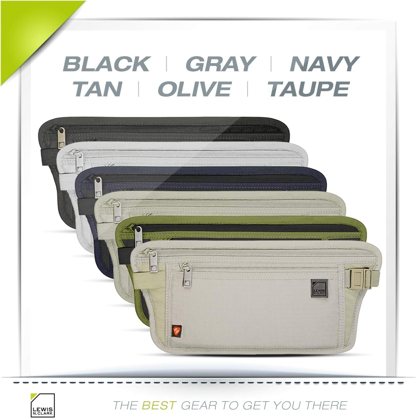 Lewis N. Clark RFID Blocking Money Belt Travel Pouch Waist Stash + Credit Card, Id, Passport Holder for Women & Men