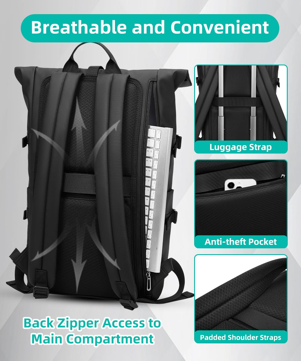 GYakeog Rolltop Backpack Waterproof for Women & Men 33L Large Bike Backpack 15 inch Laptop Backpack