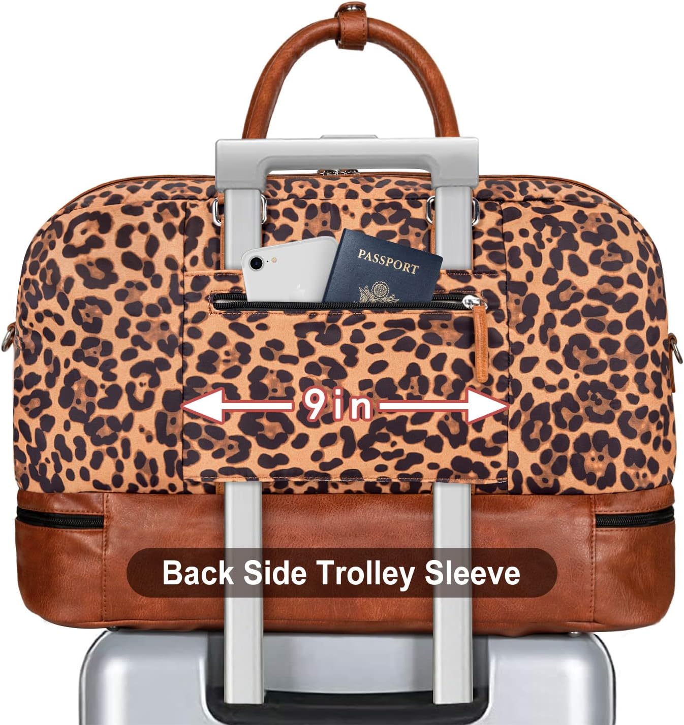 Weekender Bag for Women, Large Overnight Bag Canvas Travel Duffel Bag Carry On Tote with Shoe Compartment 21" 3Pcs Set