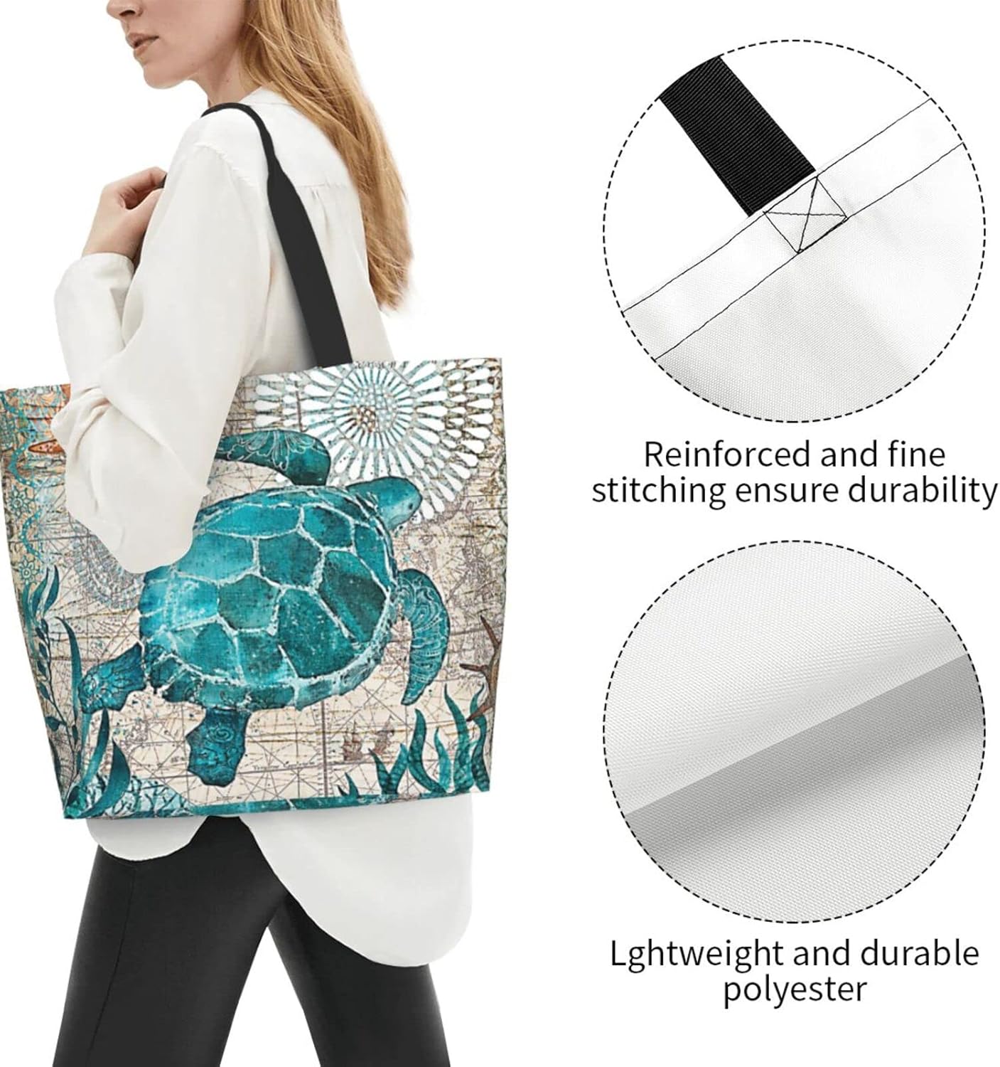 Large Tote Bag for Women Portable Beach Bag Reusable Grocery Bags Funny Gift Bag for Shopping Gym Travel