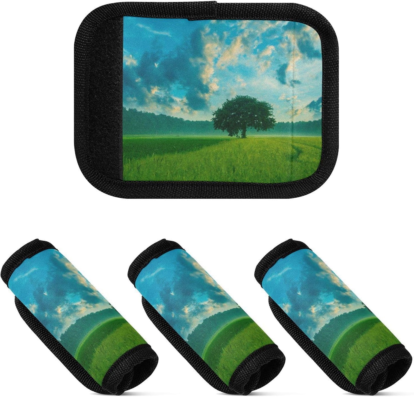 4Pcs Luggage Handle Wrap Suitcase Identifier Handle Covers Tags Soft Travel Bags Luggage Handle Gripper Accessories for Airplane Flying Nature Field Tree