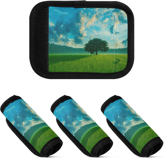 4Pcs Luggage Handle Wrap Suitcase Identifier Handle Covers Tags Soft Travel Bags Luggage Handle Gripper Accessories for Airplane Flying Nature Field Tree