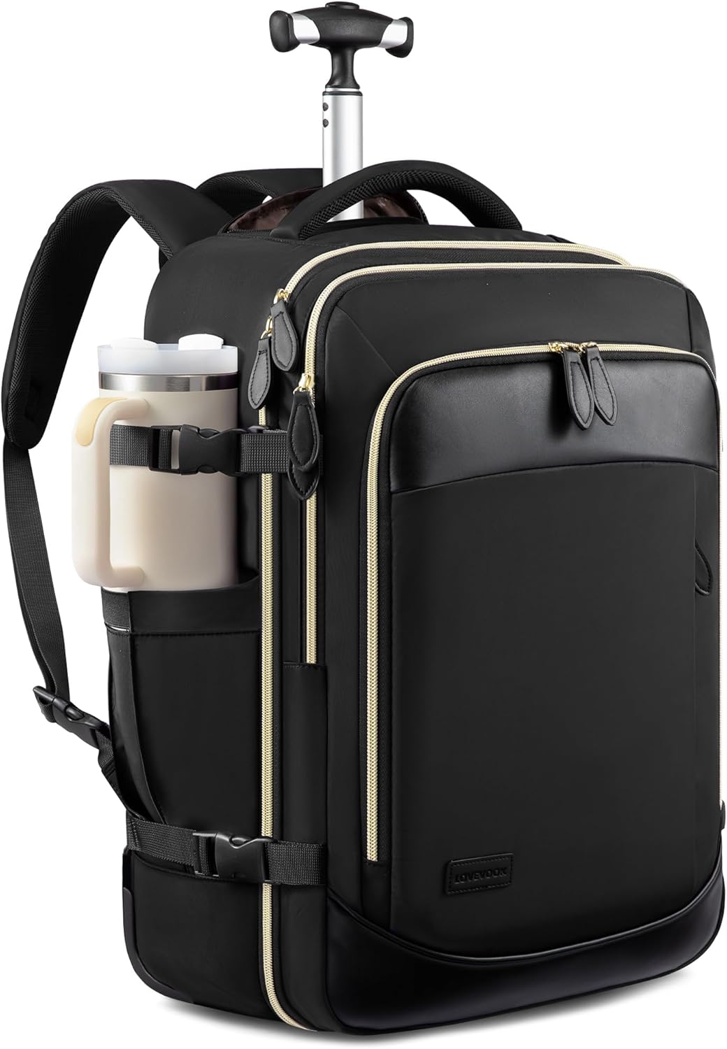 LOVEVOOK Rolling Backpack for Women, 50L Travel Backpack with Wheels, Carry on Luggage for Men, 17.3 Inch Wheeled Laptop Bag, Flight Approved Personal Item Suitcase
