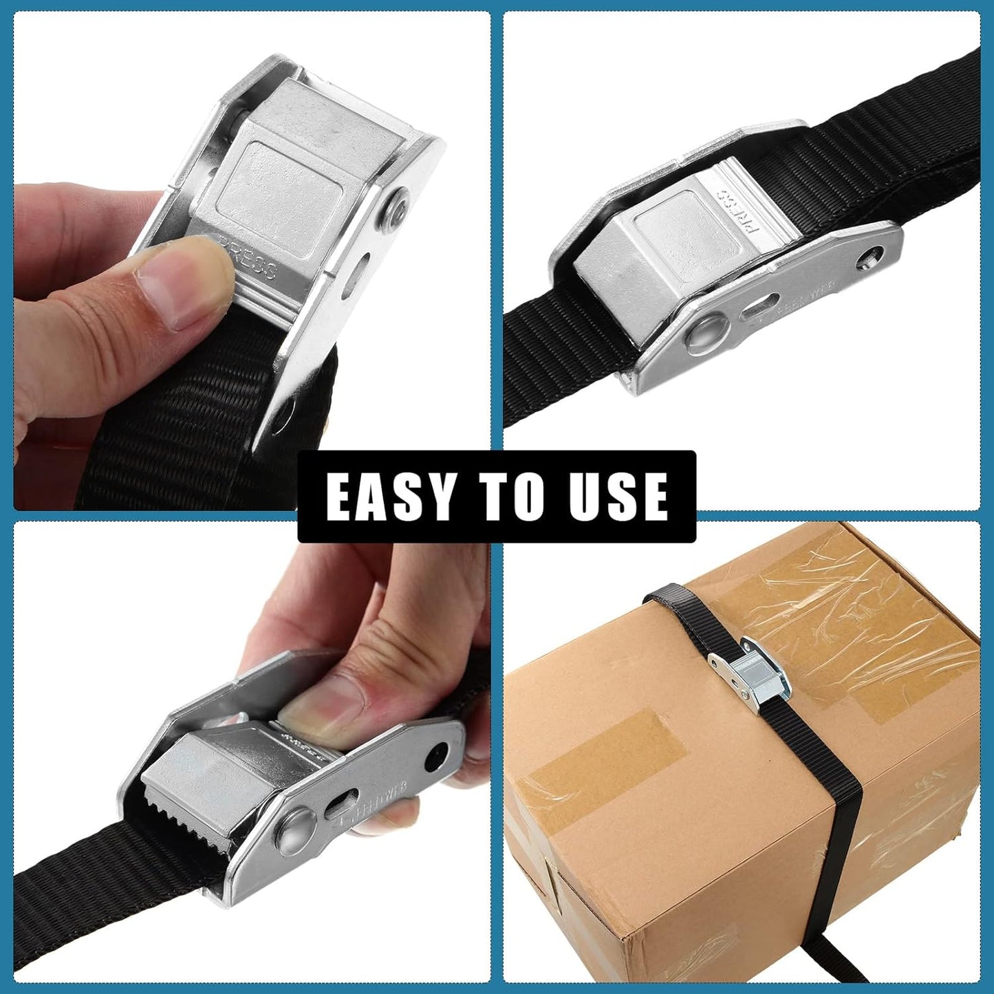 16 Pcs Cambuckle Tie Down Straps 1763lbs Break Strength Securing Straps 1'' x 15 ft Cambuckle Tie