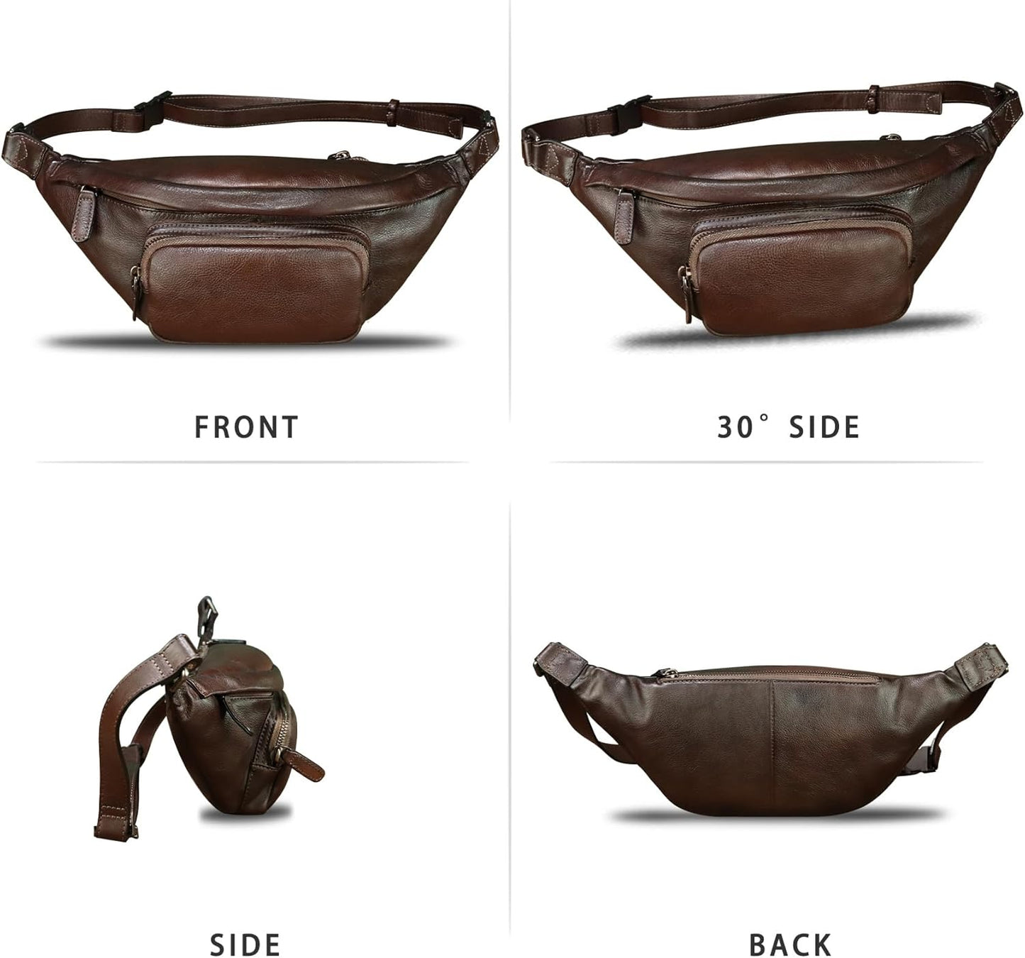 Genuine Leather Fanny Pack for Women and Men Real Leather Crossbody Sling Bag Fashion Waist Bag Chest Purse Pouch (Coffee)