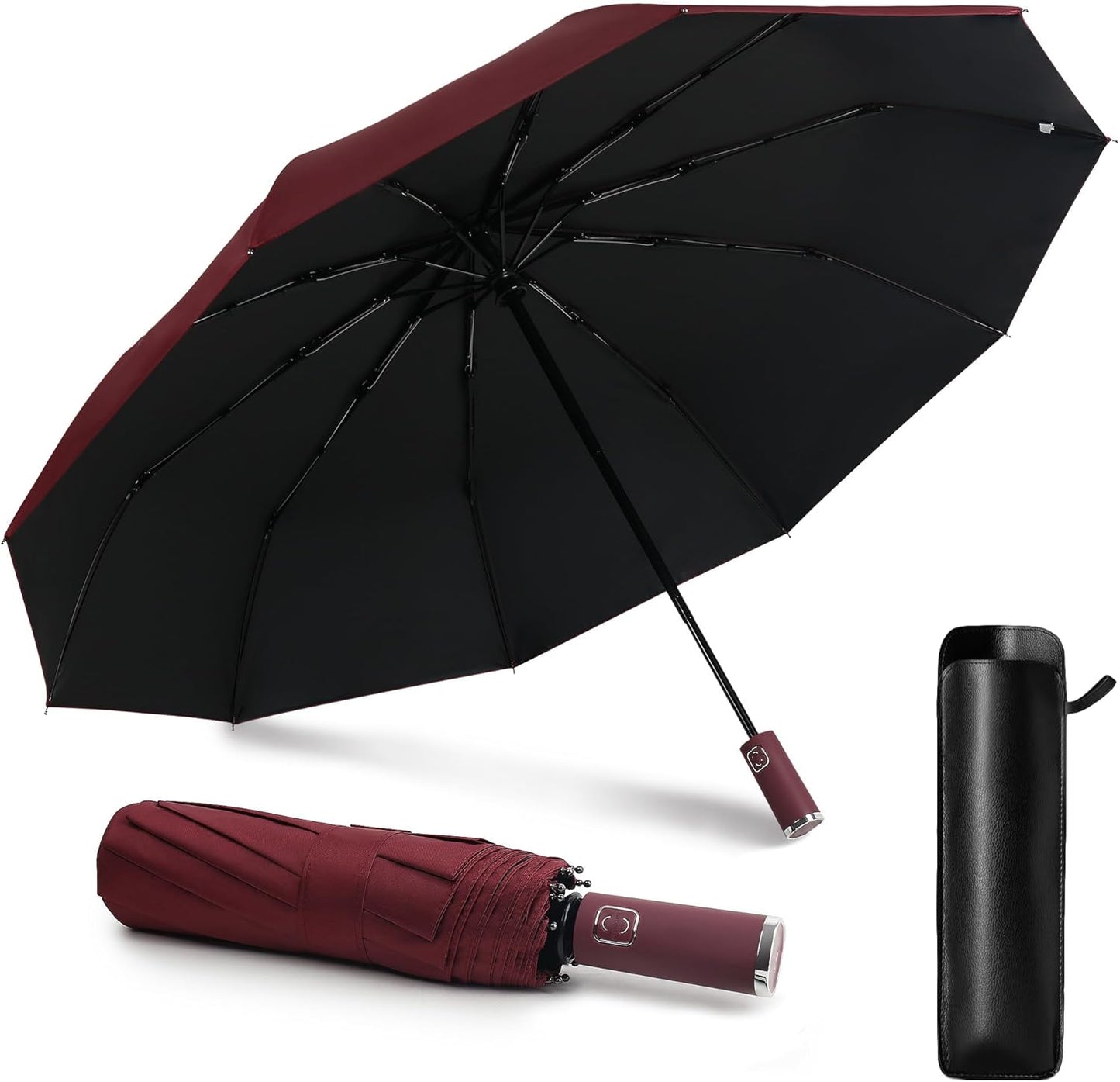 DOFOWOT UV Protection Umbrella for Rain Sun Umbrellas Windproof Anti-Rebound UPF 50+ UV Travel Umbrella Compact for Women Men