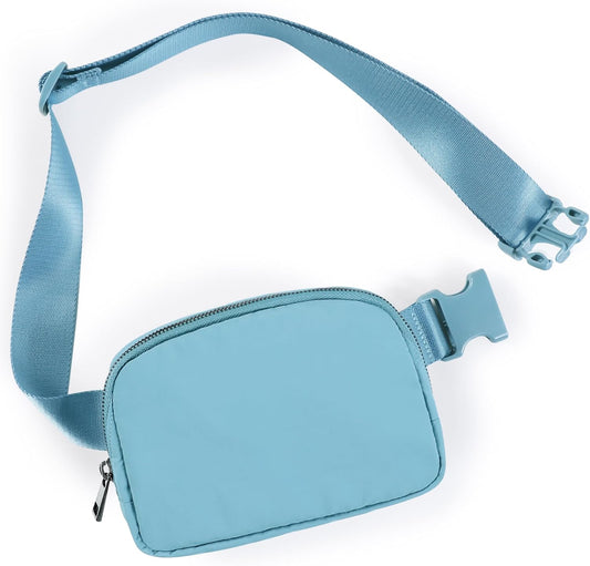 ODODOS Unisex Mini Belt Bag with Adjustable Strap Small Fanny Pack for Workout Running Traveling Hiking, Steel Blue