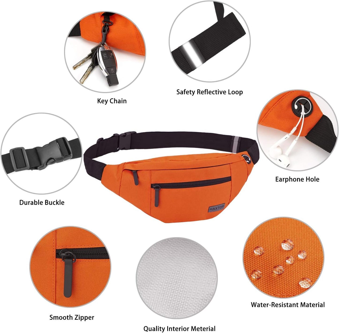 MAXTOP Large Crossbody Fanny Pack with 4-Zipper Pockets,Gifts for Enjoy Sports Festival Workout