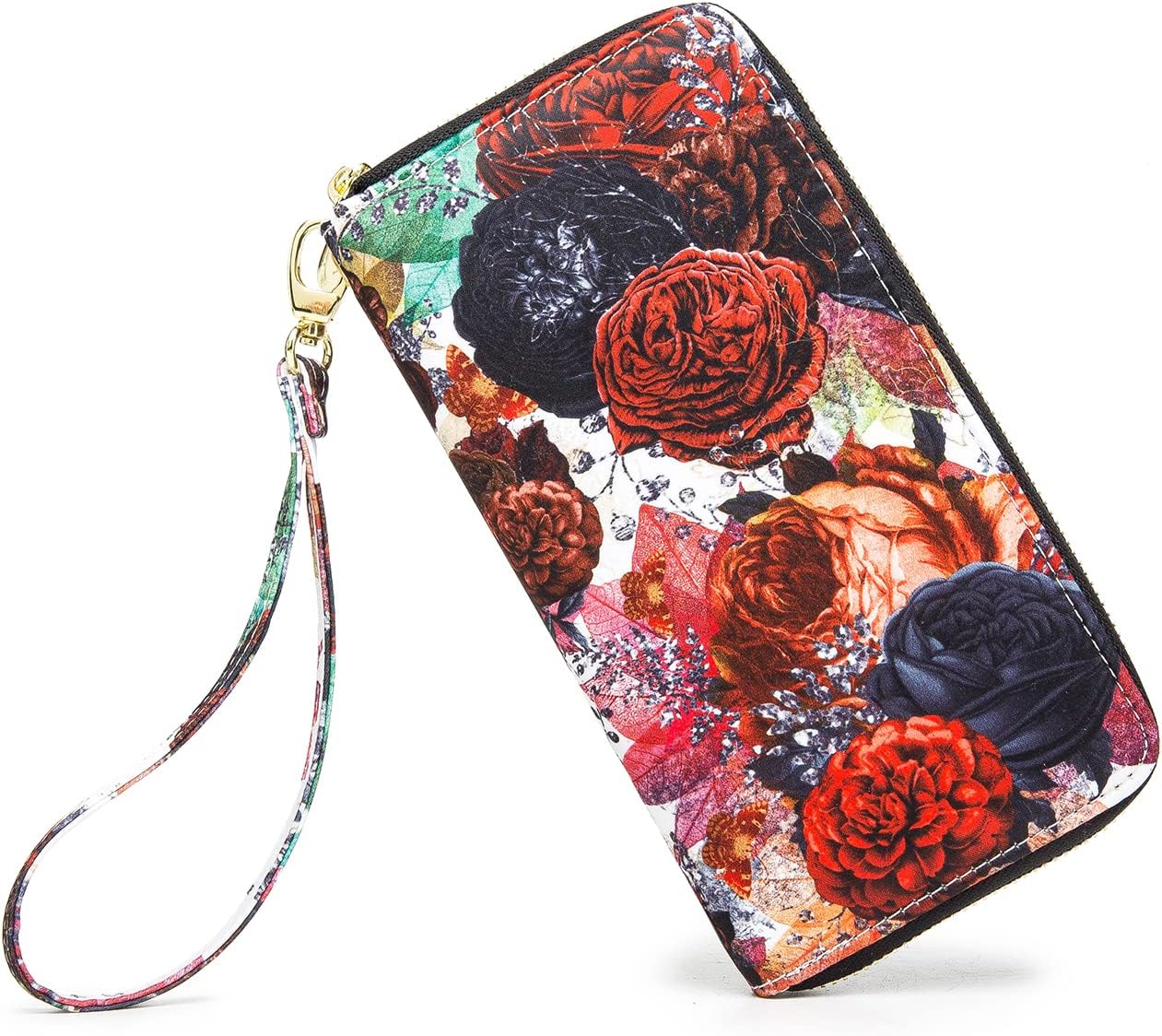 Women Wallet Card RFID For Womens Holder Blocking Credit Small Zipper Purse Pocket Bifold Slim Coin ID Ladies Wristlet Clutch Large Capacity Window Case Travel Zip Women's