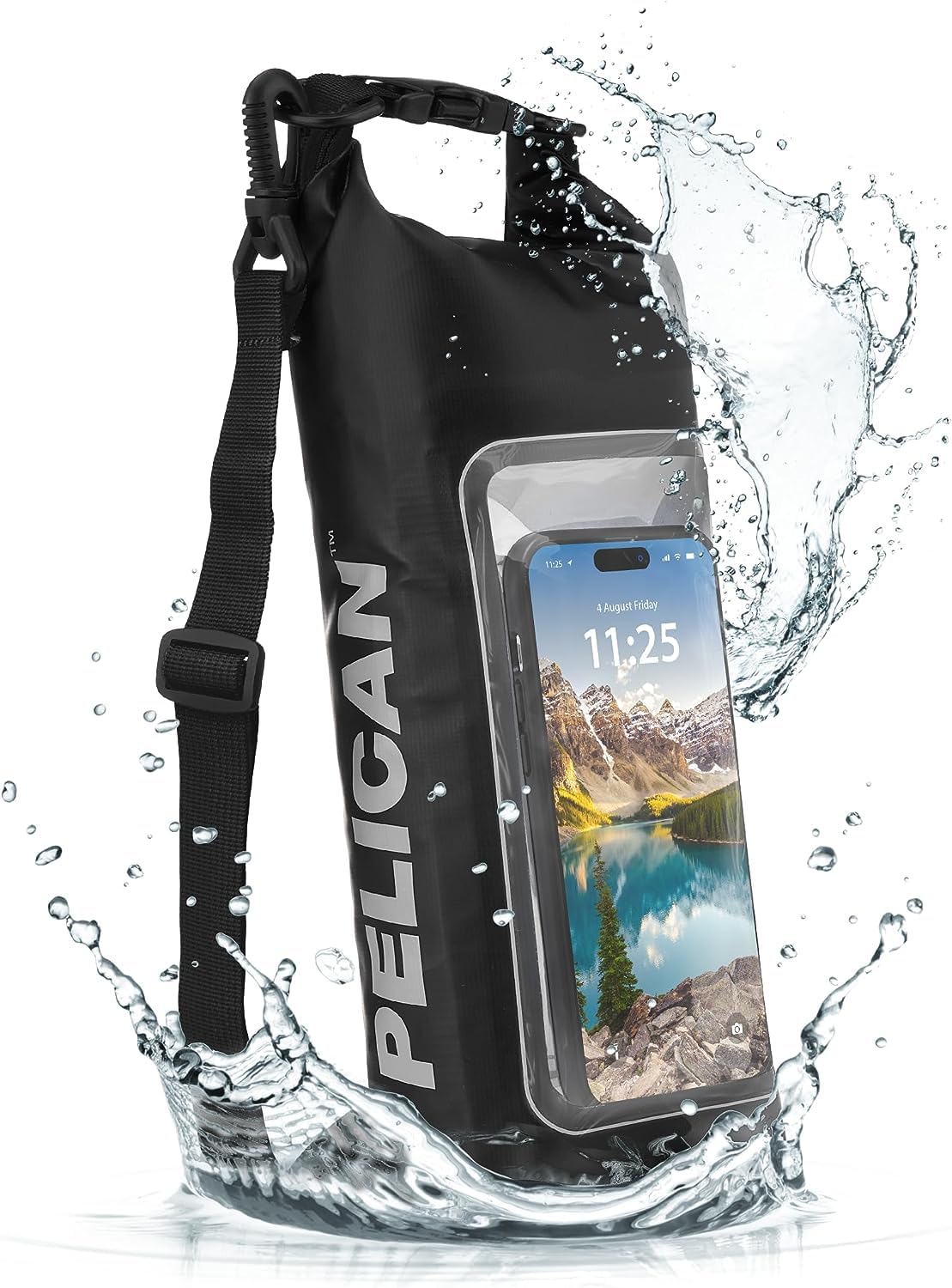 Pelican Marine IP68 Waterproof Dry Bag 2L with Phone Pouch/Case - Black