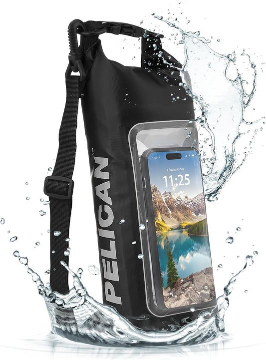 Pelican Marine IP68 Waterproof Dry Bag 2L with Phone Pouch/Case - Black