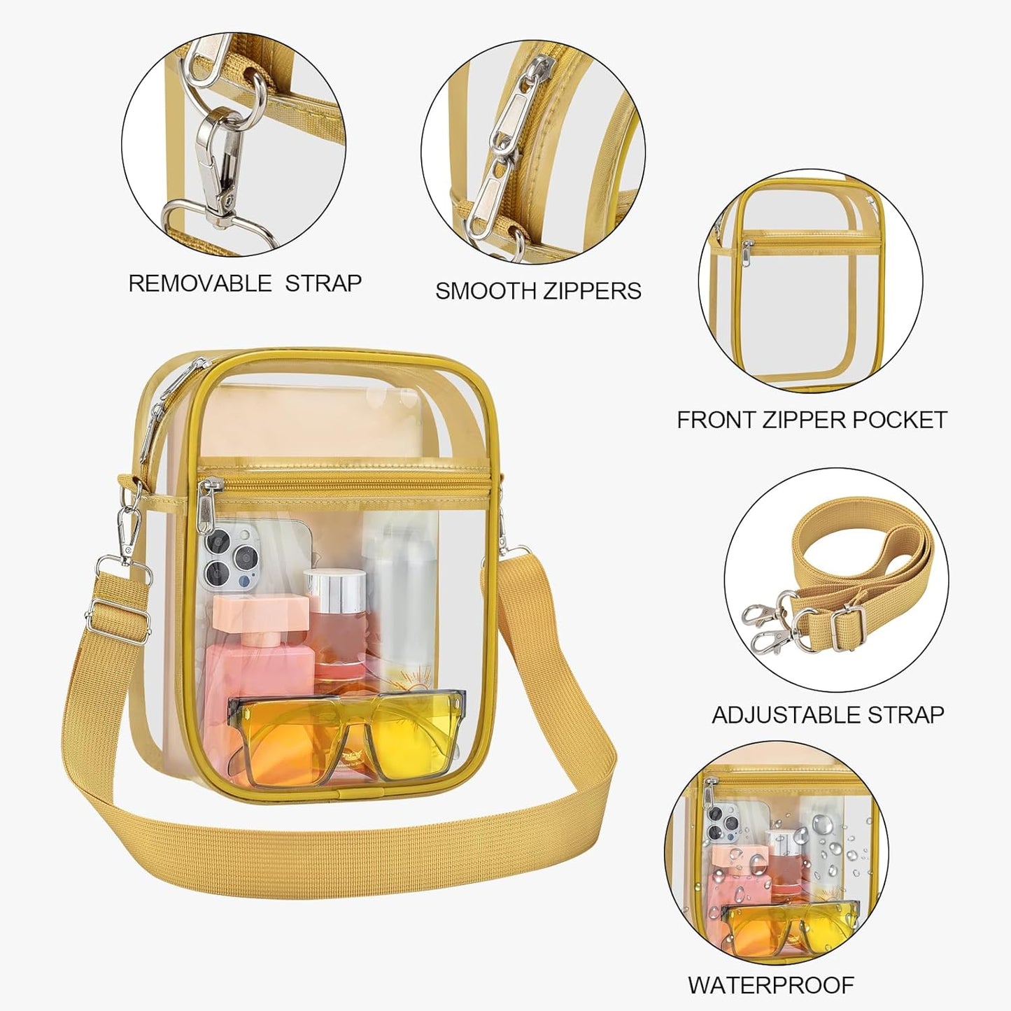 USPECLARE Clear Purse Stadium Transparent Messenger Bag Stadium Approved for Men and Women Clear CrossBody Bag
