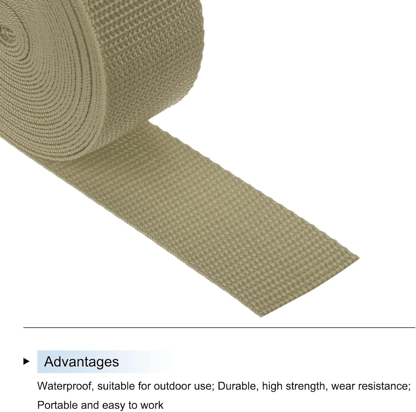 MECCANIXITY Lightweight Polypropylene Webbing Strap 1 1/2" 5 Yard Backpack Strapping Band Khaki for