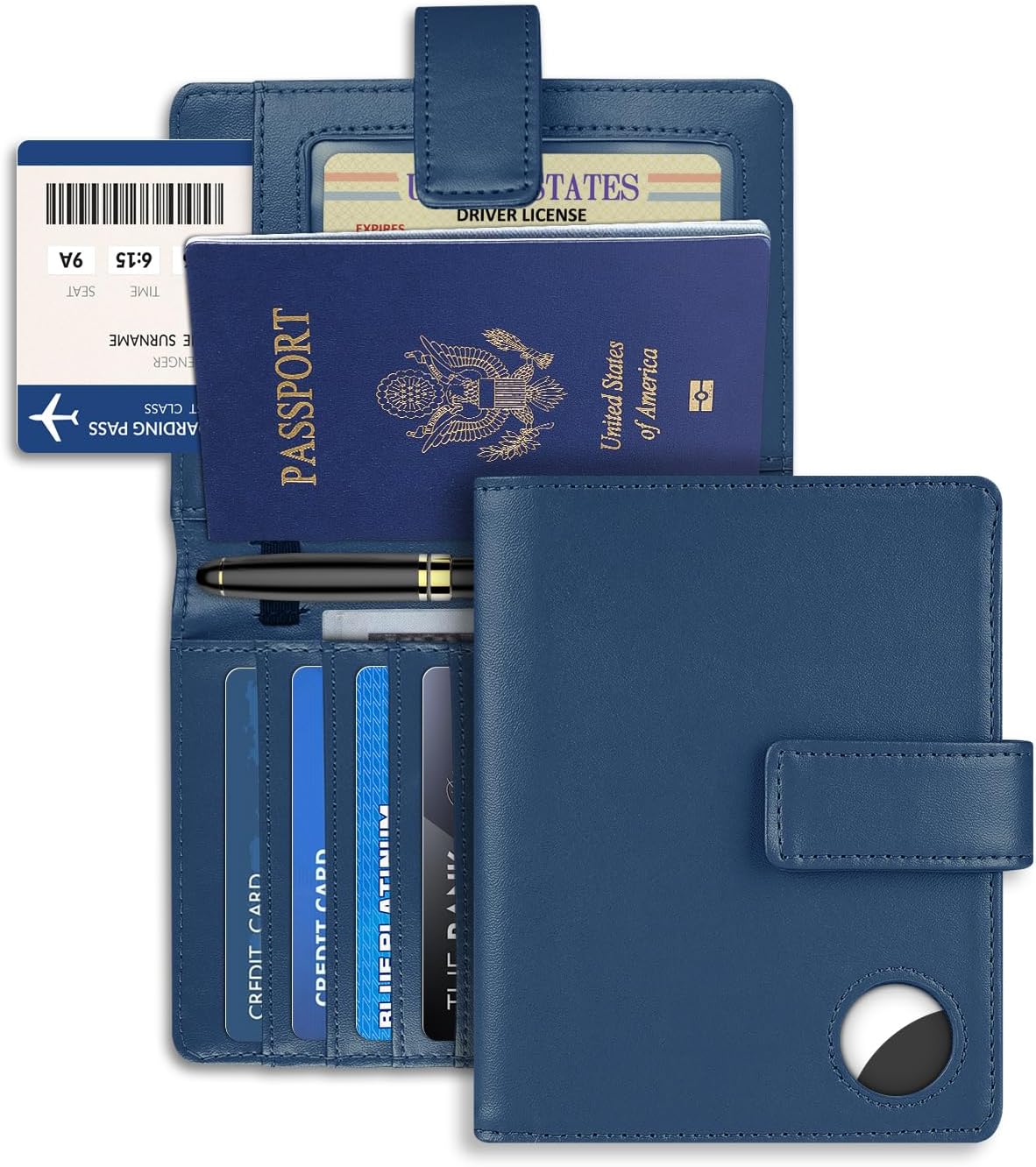 Passport Holder Wallet Cover Case for Women and Men,RFID Blocking,Passport Case,Travel Accessories (Navy Blue)
