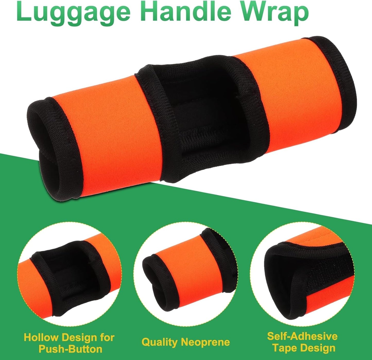 uxcell Luggage Handle Wrap, 4 Pcs Hollow Neoprene Handbag Grip Cover Protector Luggage Identifiers Suitcase Handle Wraps for Luggage Suitcase Travel Bags, Orange