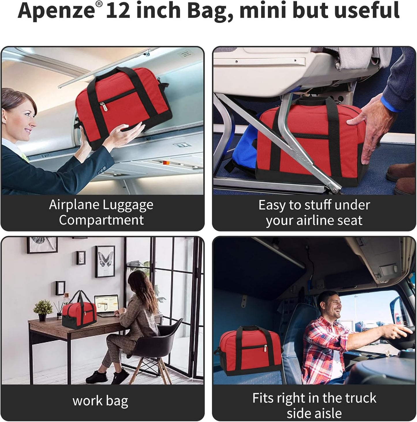 Small Gym Bag Carry On Bag - 12 in Mini Duffle Bag Lightweight for Overnight Travel（Red)