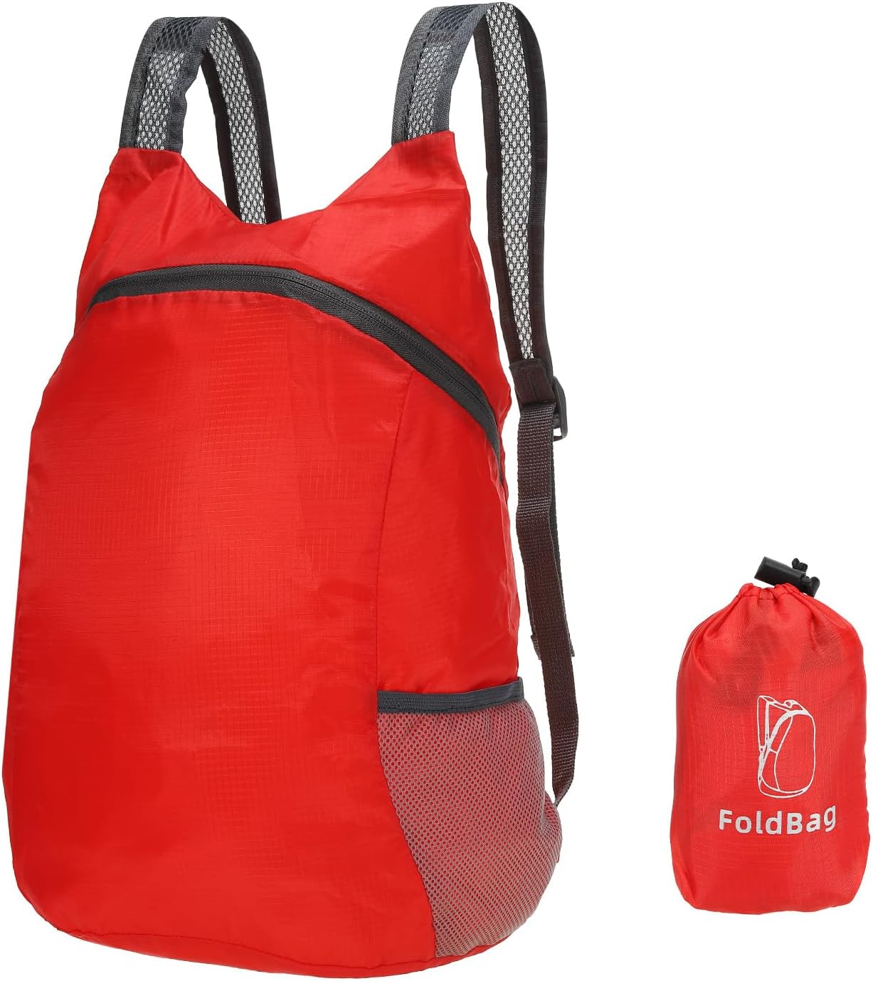 PATIKIL Hiking Backpack, 15L-20L Packable Lightweight Backpack Daypack Small Foldable Outdoor Camping Cycling Backpacking Shoulder Bag, Red