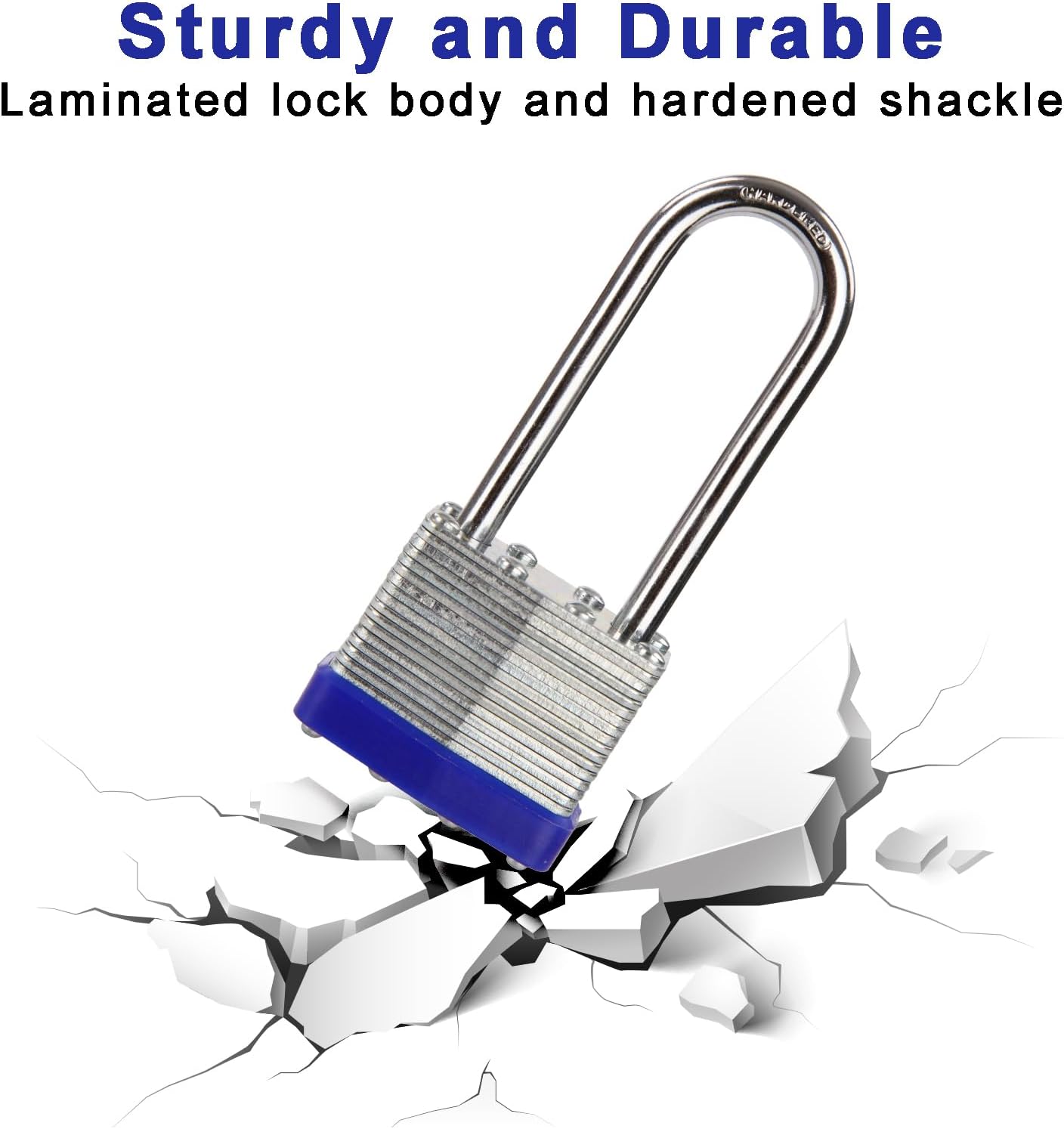 SEPOX® 2PCS Heavy Duty Padlock Keyed Alike, 40MM 1-9/16" Laminated Steel Lock Body, 2-3/8" Extra Long Shackle, Ideal for Gym Locker, Sheds, Gate, Warehouse, Tool Box, Hasp (4 Keys Same)