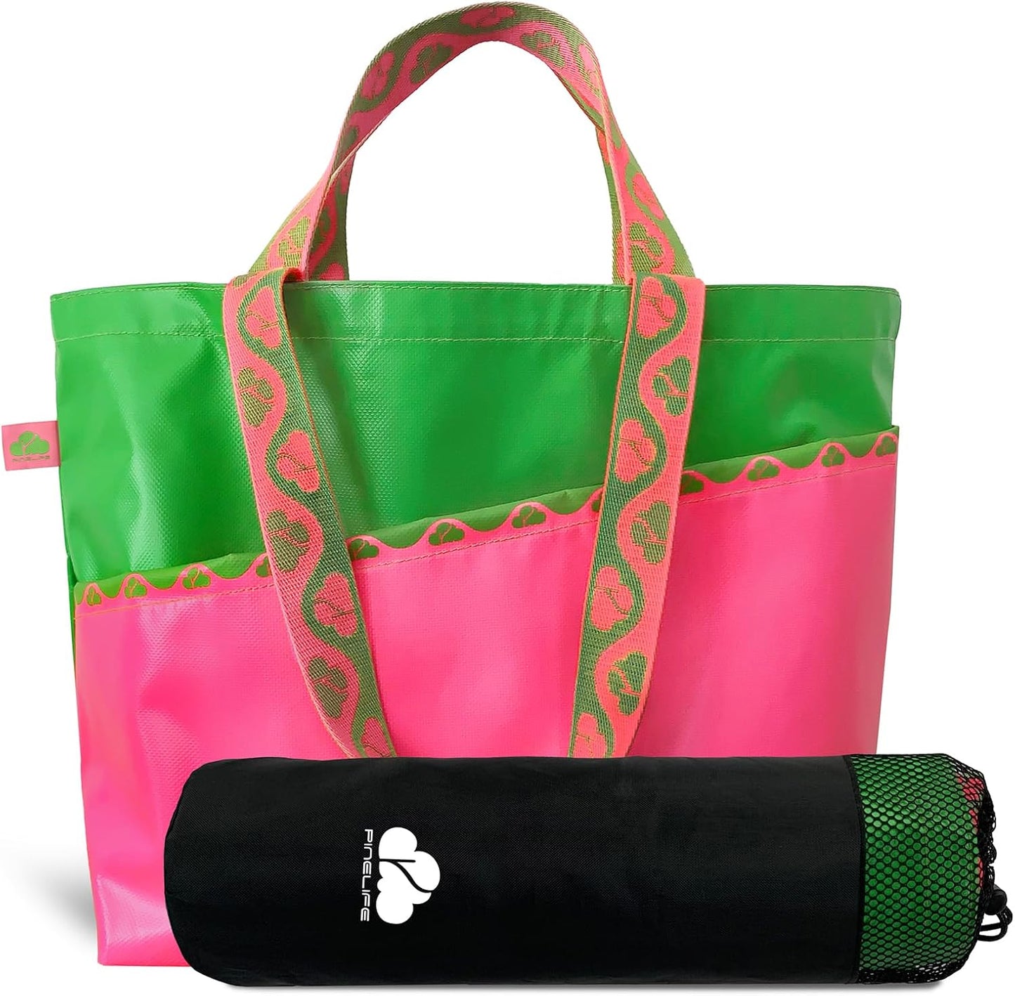 Extra Large Tote Bag Foldable Waterproof Summer Beach Bag for Women Men, Dual Handles, for Swim Gym Camping Shopping