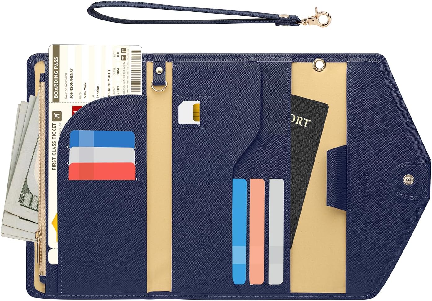ZOPPEN Passport Holder Women Travel Wallet (Ver.5) for Women Rfid Blocking Passport Cover Case Document Organizer Wrist Strap