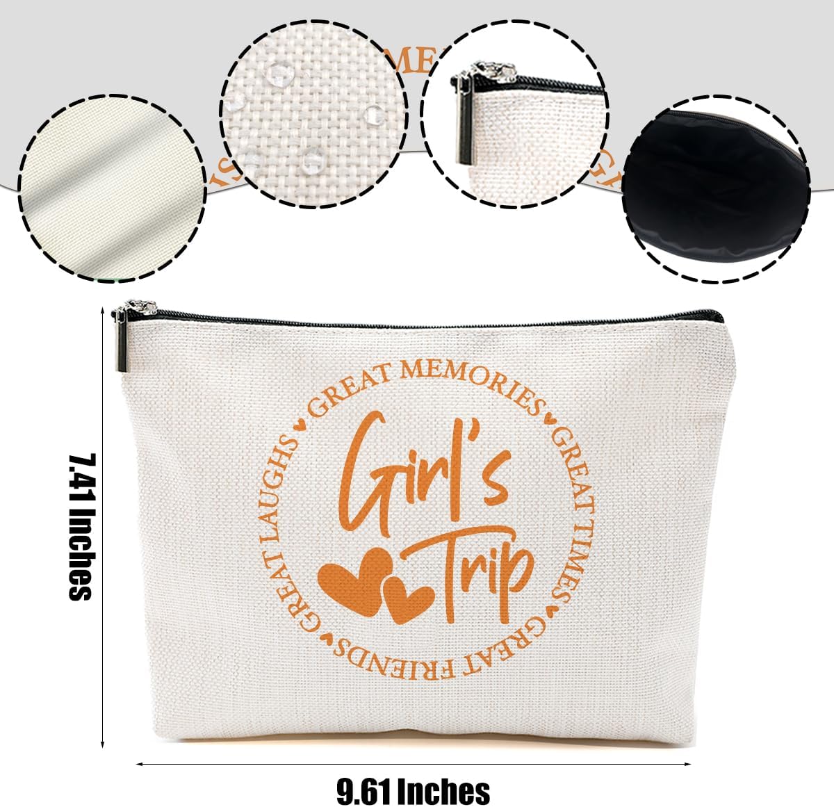 4PCs Girls Trip Gifts Favors, 2025 Girls Weekend Gifts Funny Makeup Bag, Bestie Gifts Weekend Bag Summer Vacation Cosmetic Bag, Friendship Gifts for Women Friend, Graduation Wedding Gifts Toiletry Bag