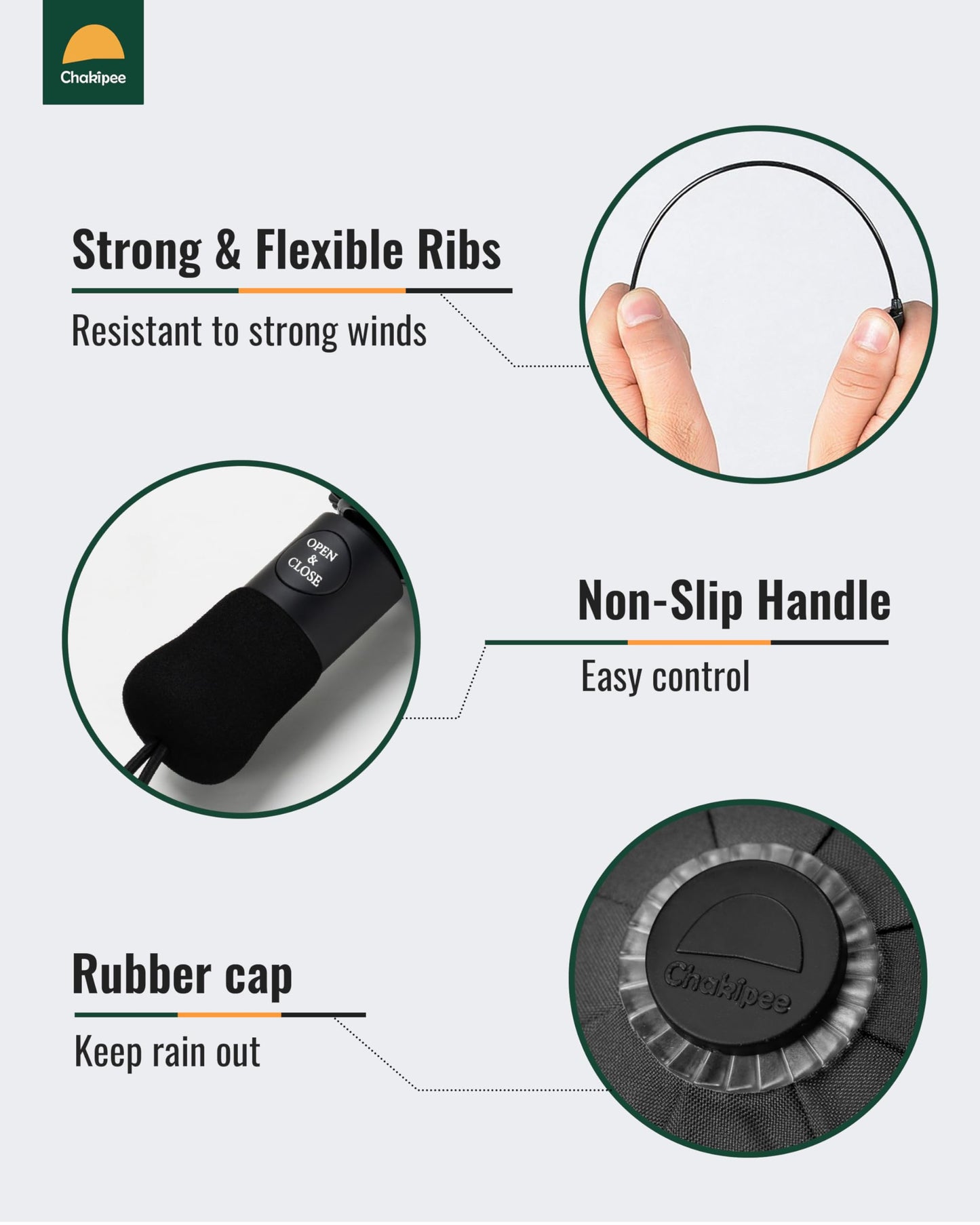Chakipee Travel Compact Umbrella Windproof - Portable Automatic Umbrellas for Rain, Folding