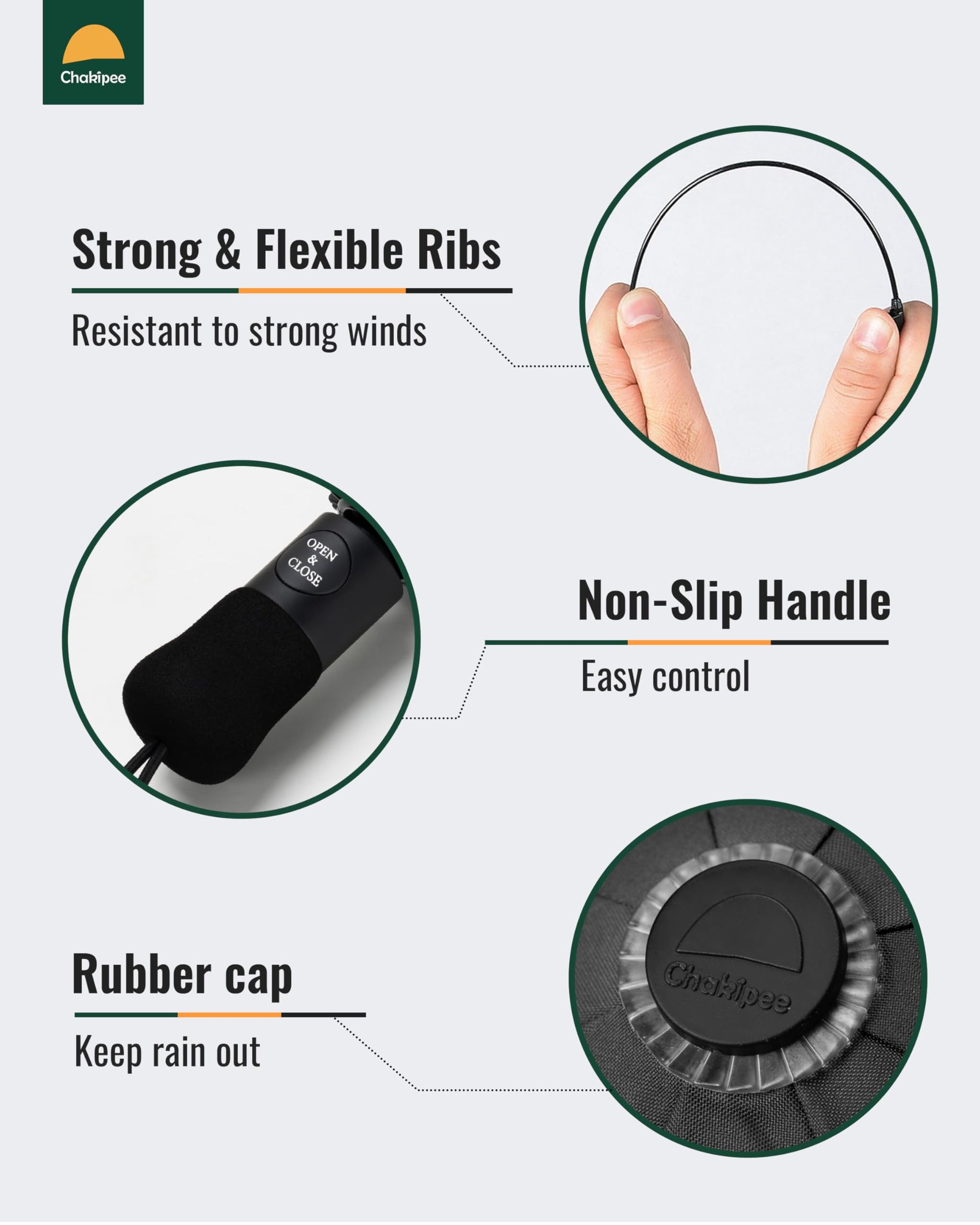 Chakipee Travel Compact Umbrella Windproof - Portable Automatic Umbrellas for Rain, Folding