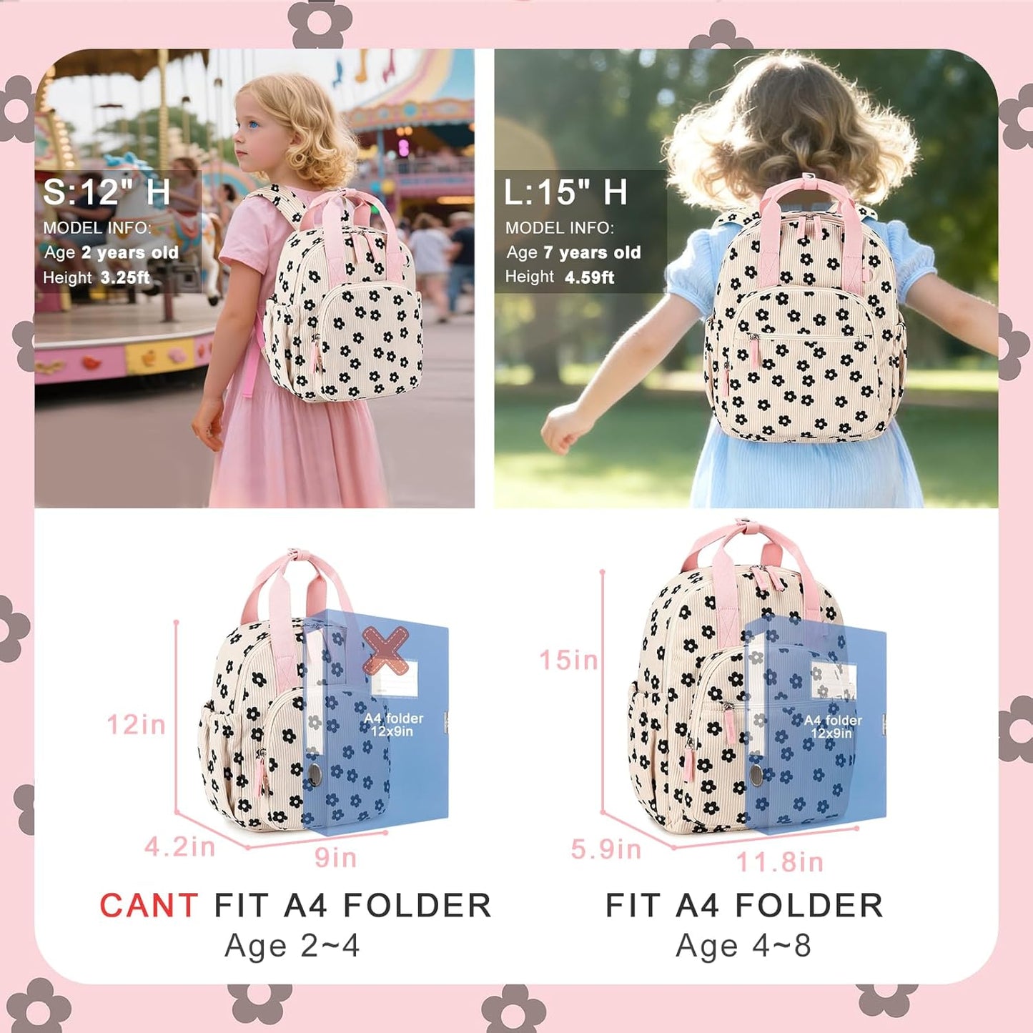 Bluboon Toddler Backpack for Girls Boys 2-4 Cute 12" Preschool Kindergarten Backpacks Kids Daycare Bags School Travel