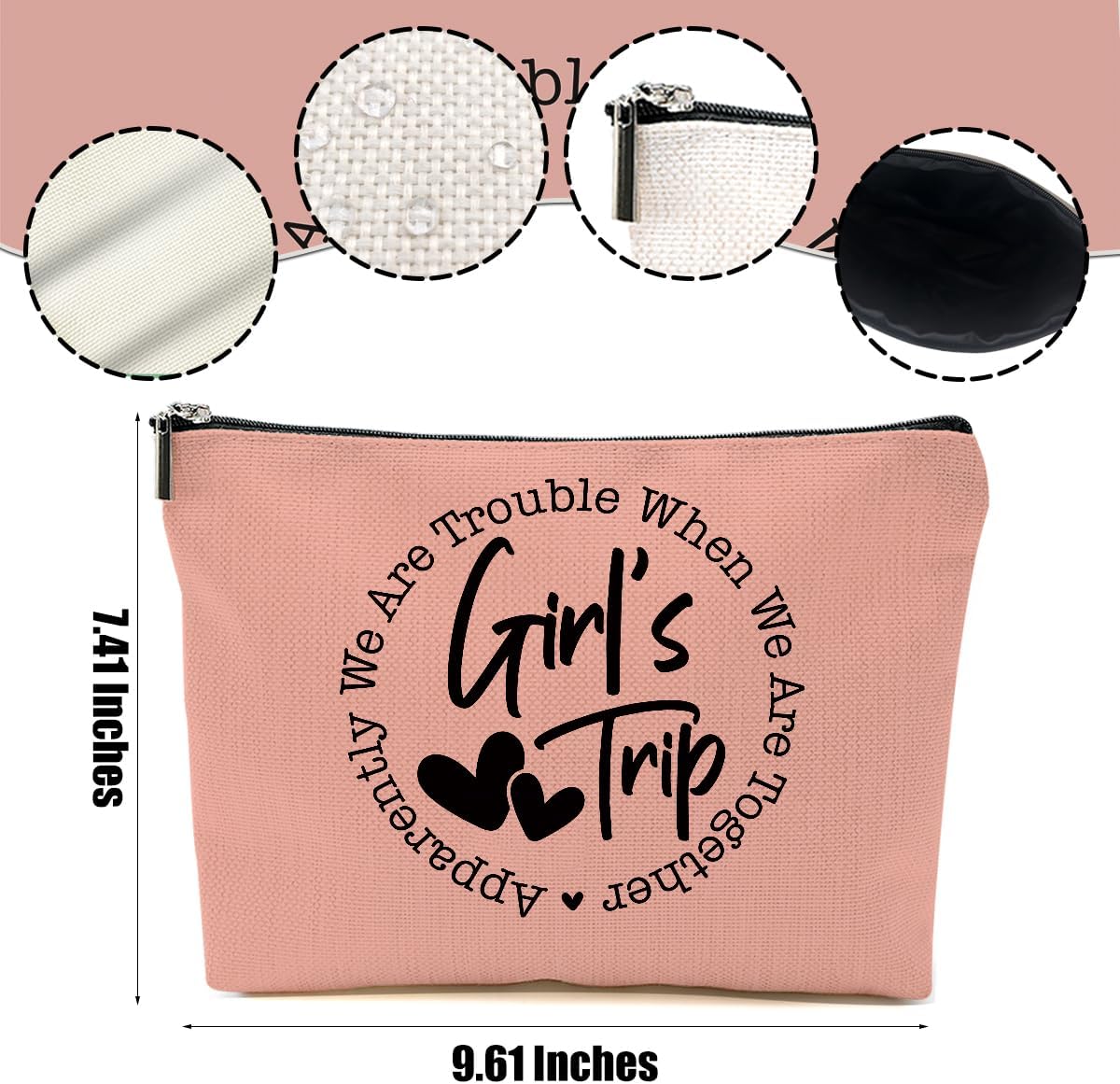 4Pcs Girls Trip Gifts Favors, Girls Weekend Gifts Makeup Bag, Vegas Gifts Weekend Bag 2025 End of Year Vacation Cosmetic Bag, Friendship Gifts for Women Friend, 2025 Vegas Souvenir Gifts Toiletry Bag
