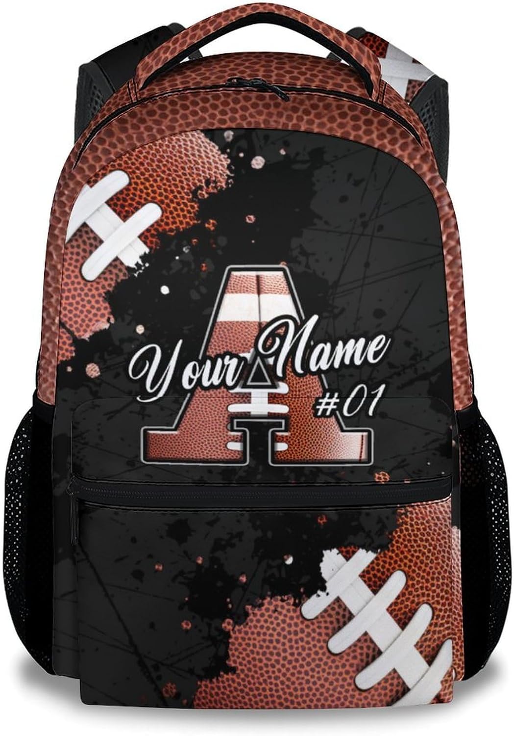 COZYAURA Boys Backpack - Personalized Football Backpacks for Kids - Custom Initial Monogram Bookbag - 17 Inch Sports Theme School Bag for Primary, Middle School
