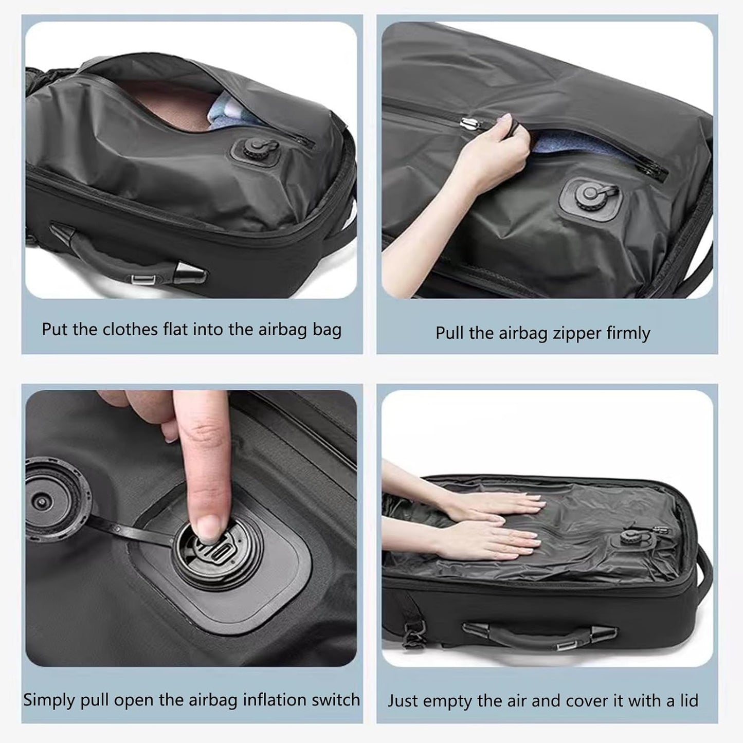 21" Vacuum Compression Backpack with Wheels, Expandable, Waterproof, Carry On Travel, Laptop Bag, Flight Approved Luggage Rolling Suitcase Backpacks(Built-in Vacuum Backpack with wheels)